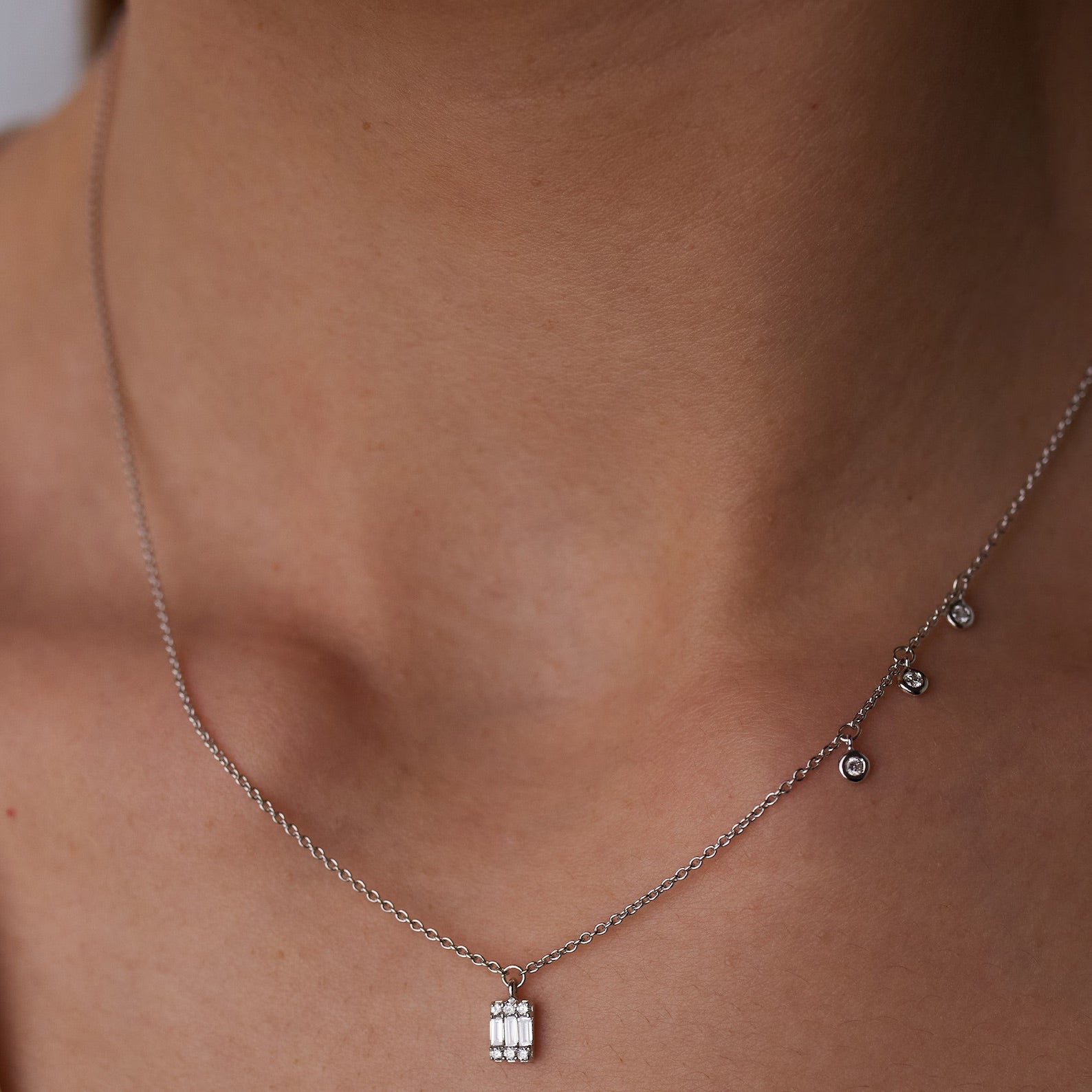 Baguette Bling Silver Necklace - ARTSY SILVER