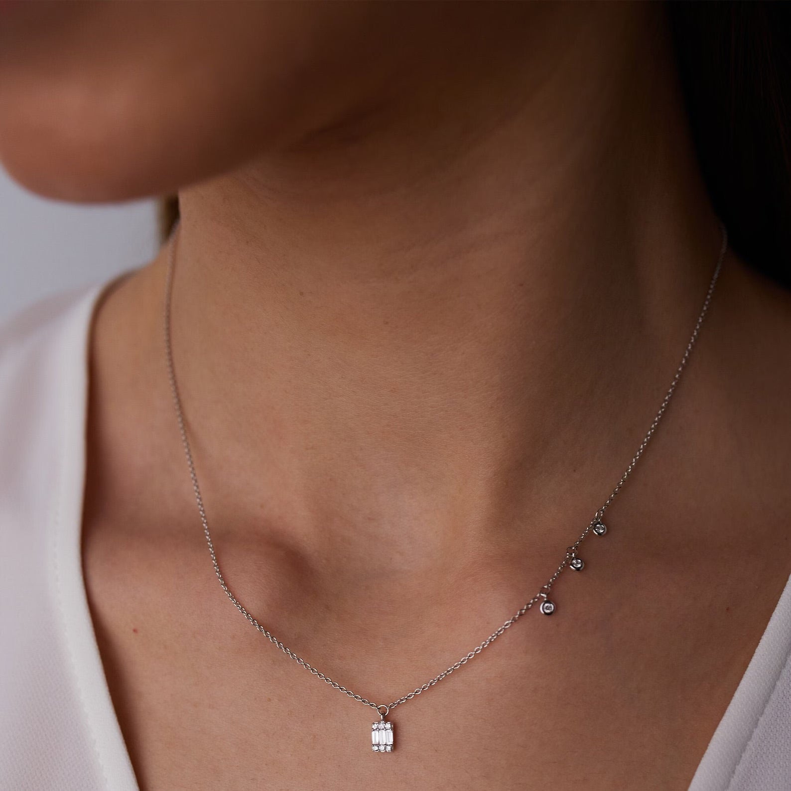 Baguette Bling Silver Necklace - ARTSY SILVER