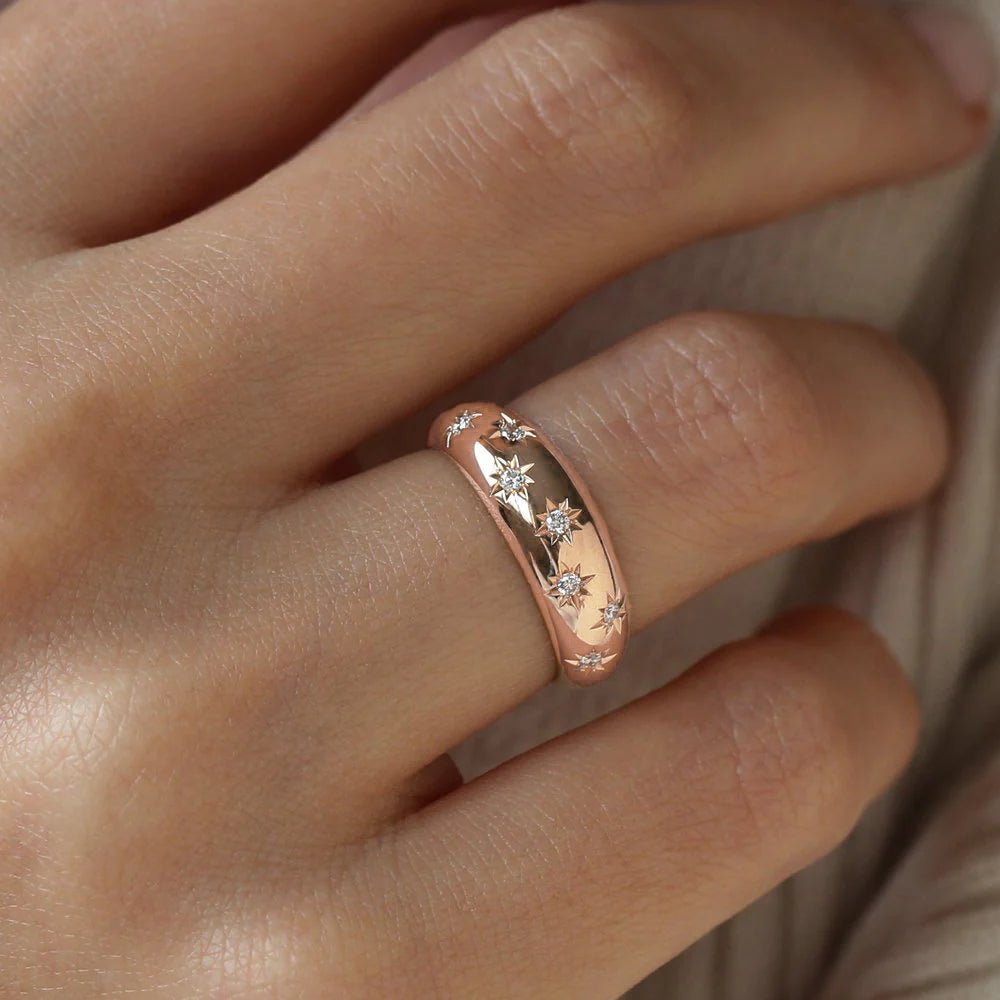 Pole Star Galaxy Rose Gold Plated Band - ARTSY SILVER