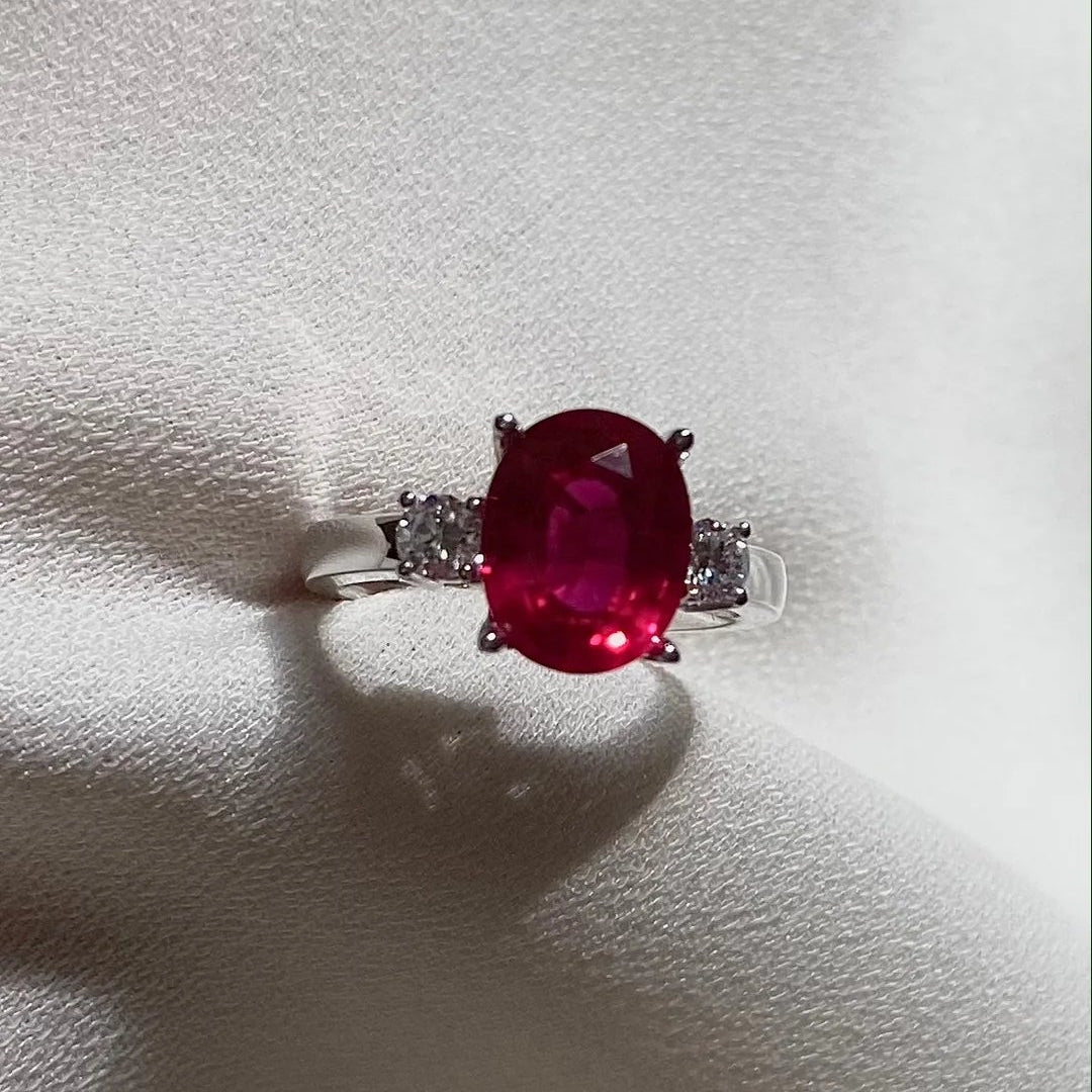 Beating Heart Ruby Promise Ring - ARTSY SILVER