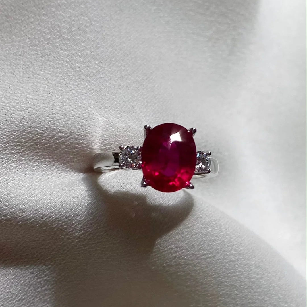 Beating Heart Ruby Promise Ring - ARTSY SILVER
