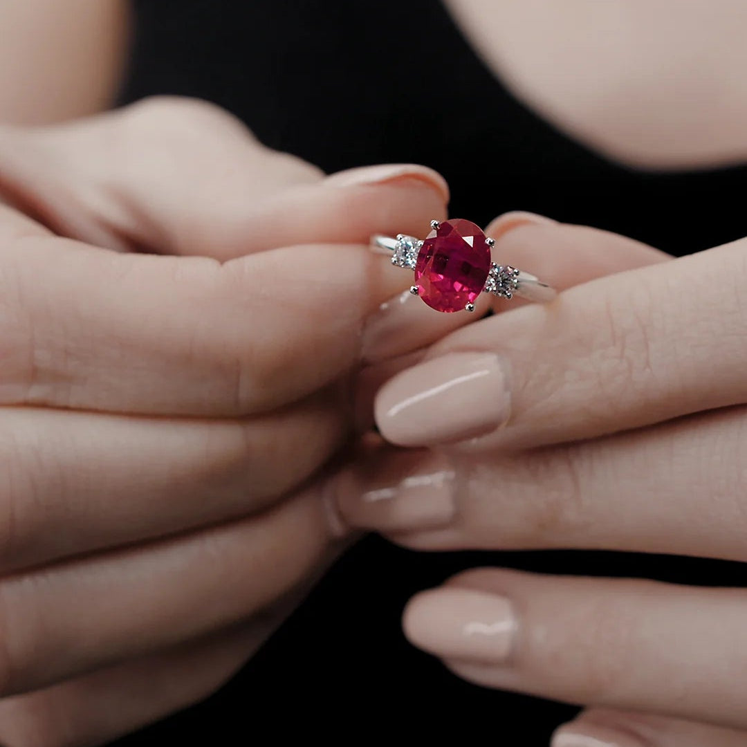 Beating Heart Ruby Promise Ring - ARTSY SILVER