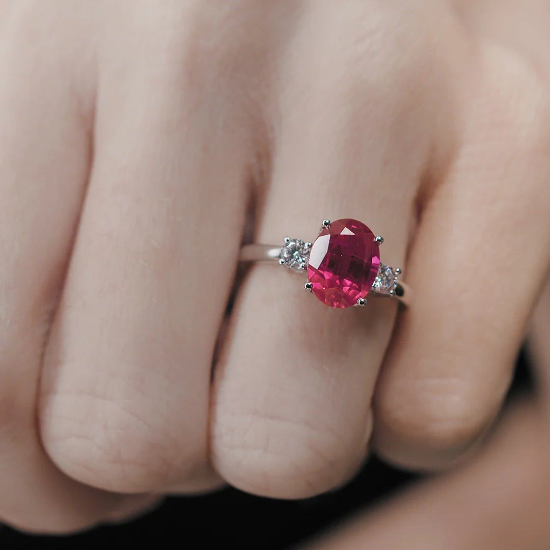Beating Heart Ruby Promise Ring - ARTSY SILVER