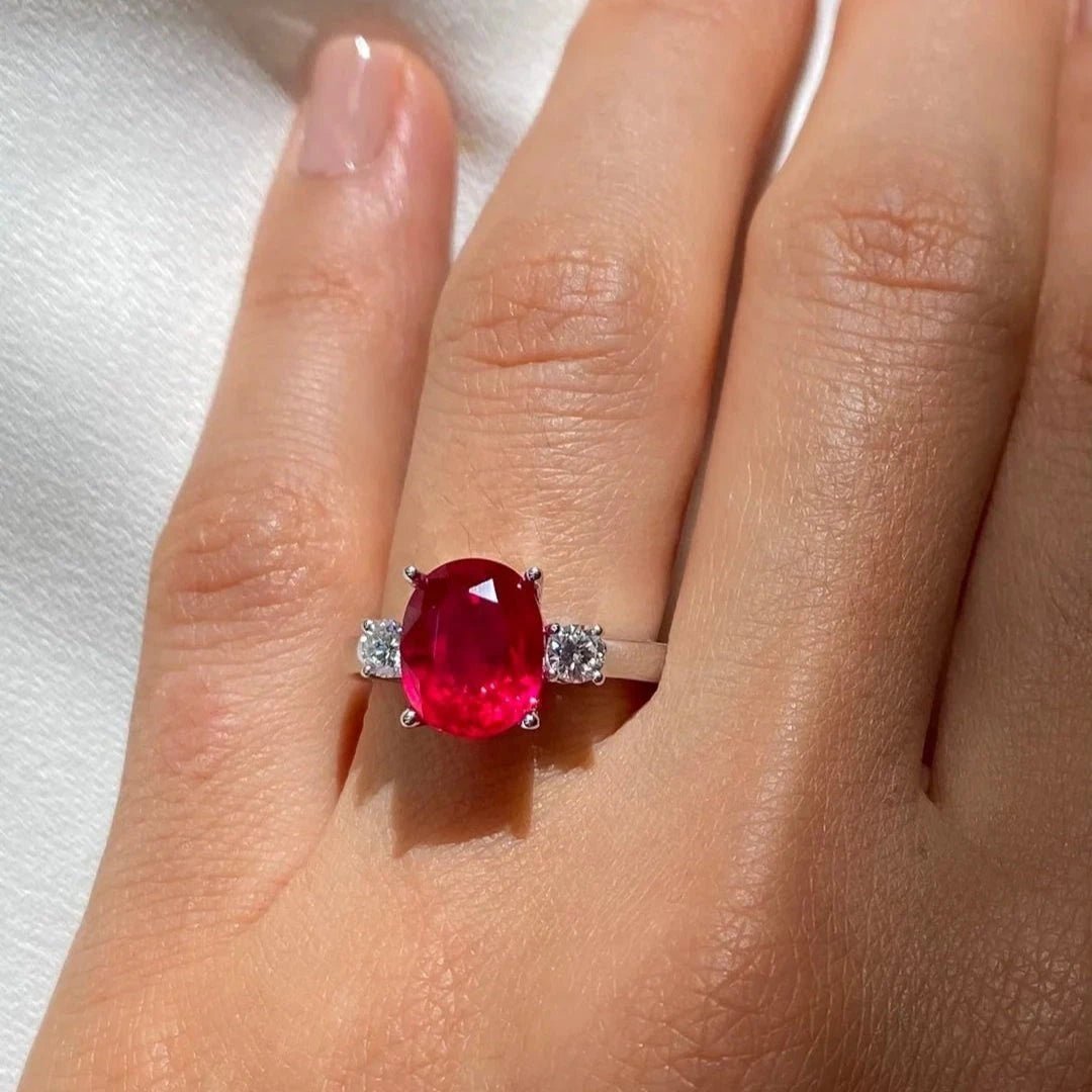 Beating Heart Ruby Promise Ring - ARTSY SILVER