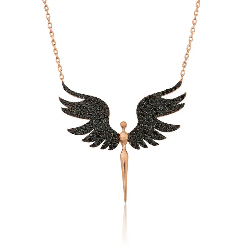 Black Guardian Angel Necklace