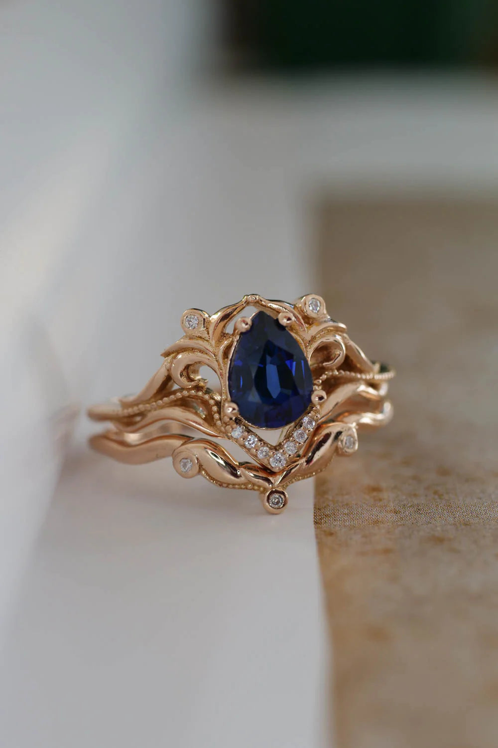 Blue Sapphire Stone 2 Set Ring