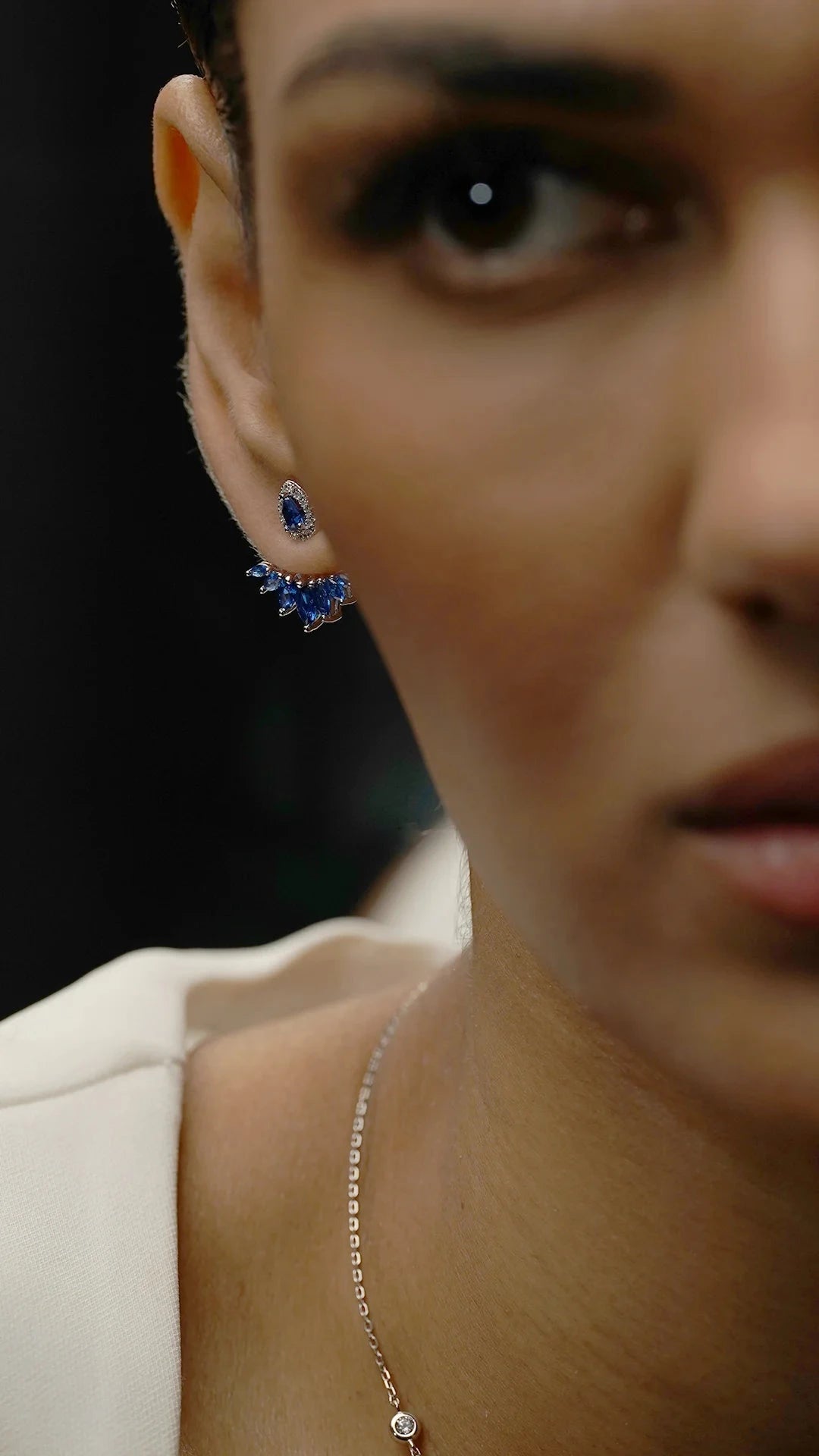 Lily Blue Sapphire Ear Jacket - ARTSY SILVER