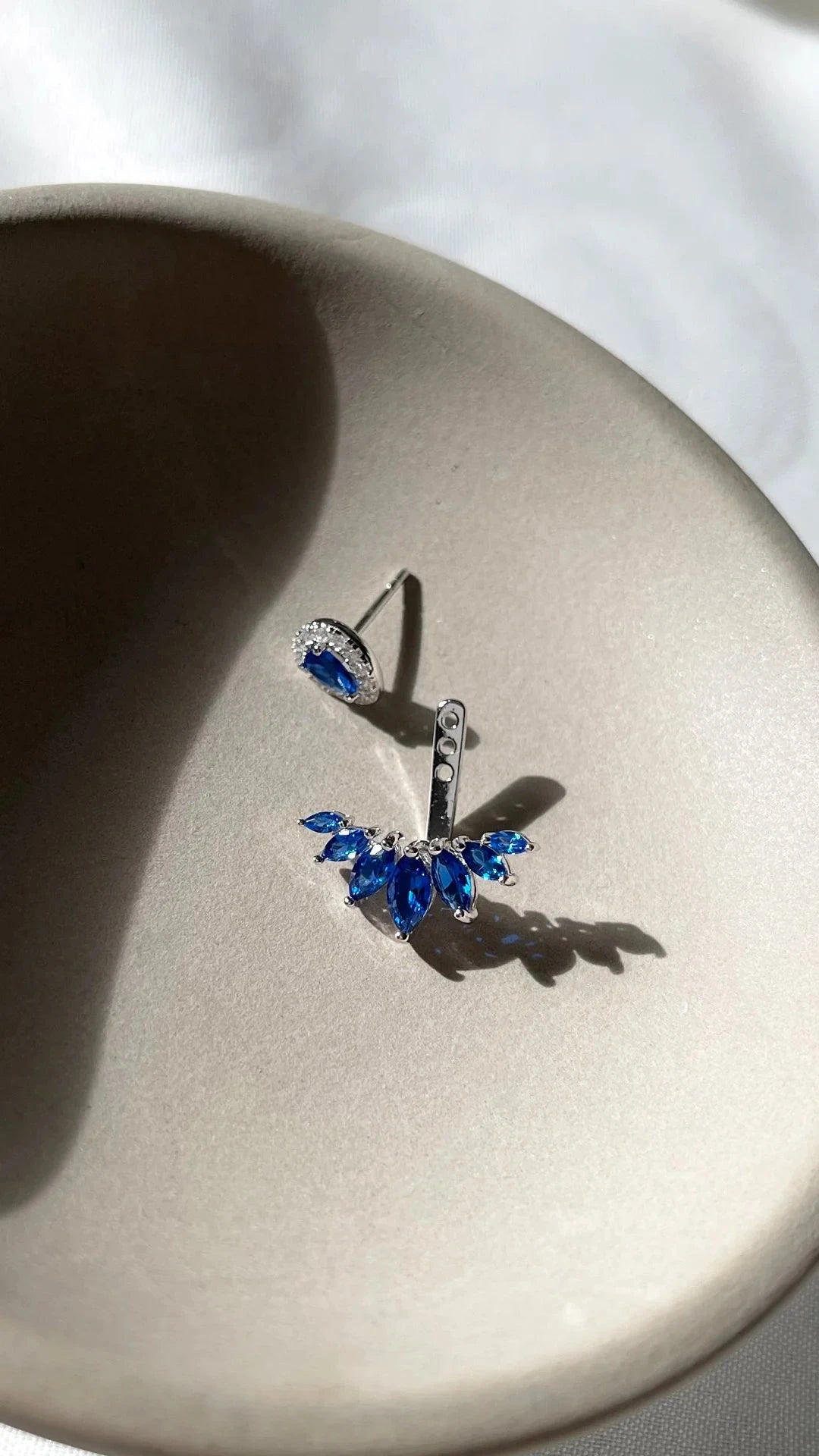Lily Blue Sapphire Ear Jacket - ARTSY SILVER