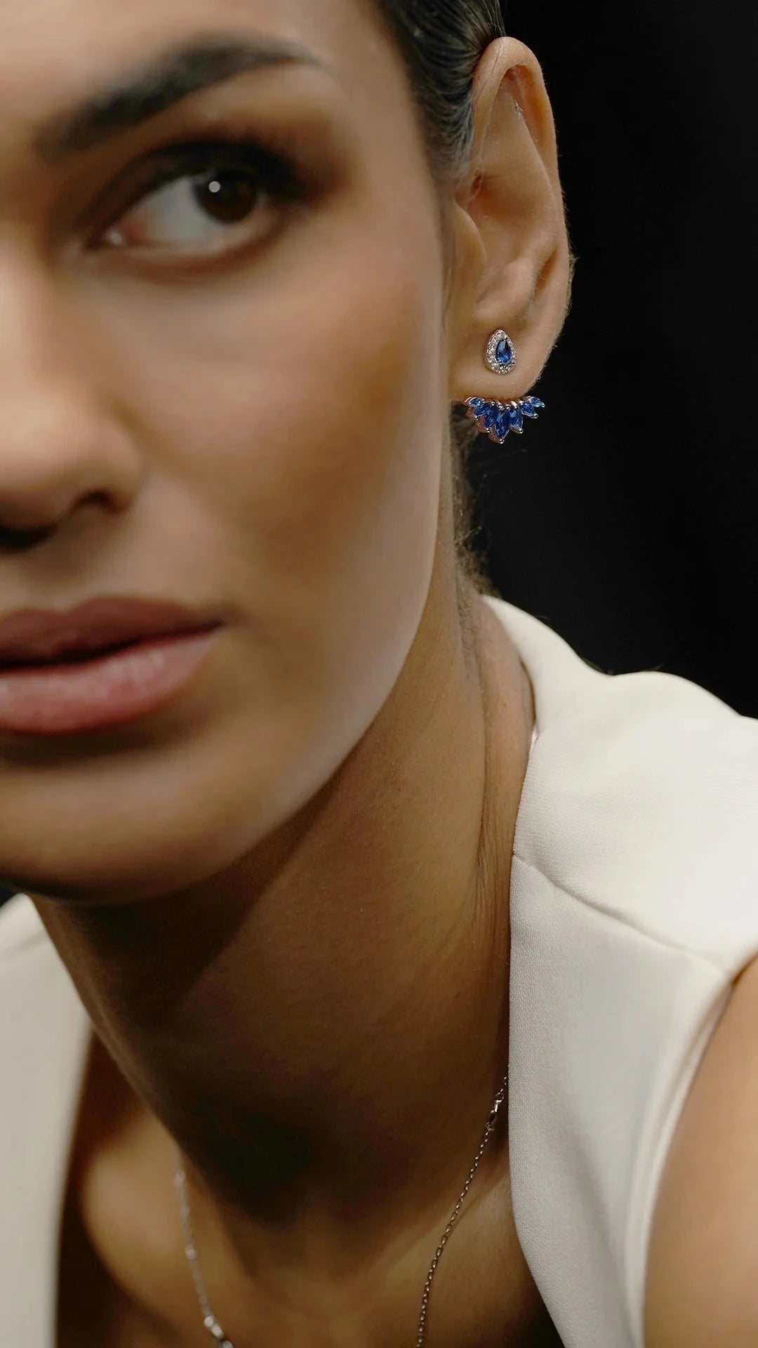 Lily Blue Sapphire Ear Jacket - ARTSY SILVER
