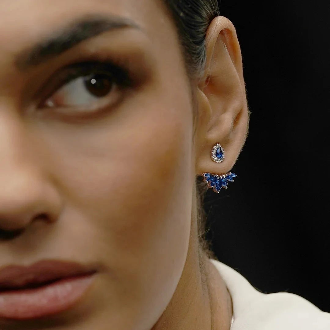 Lily Blue Sapphire Ear Jacket - ARTSY SILVER