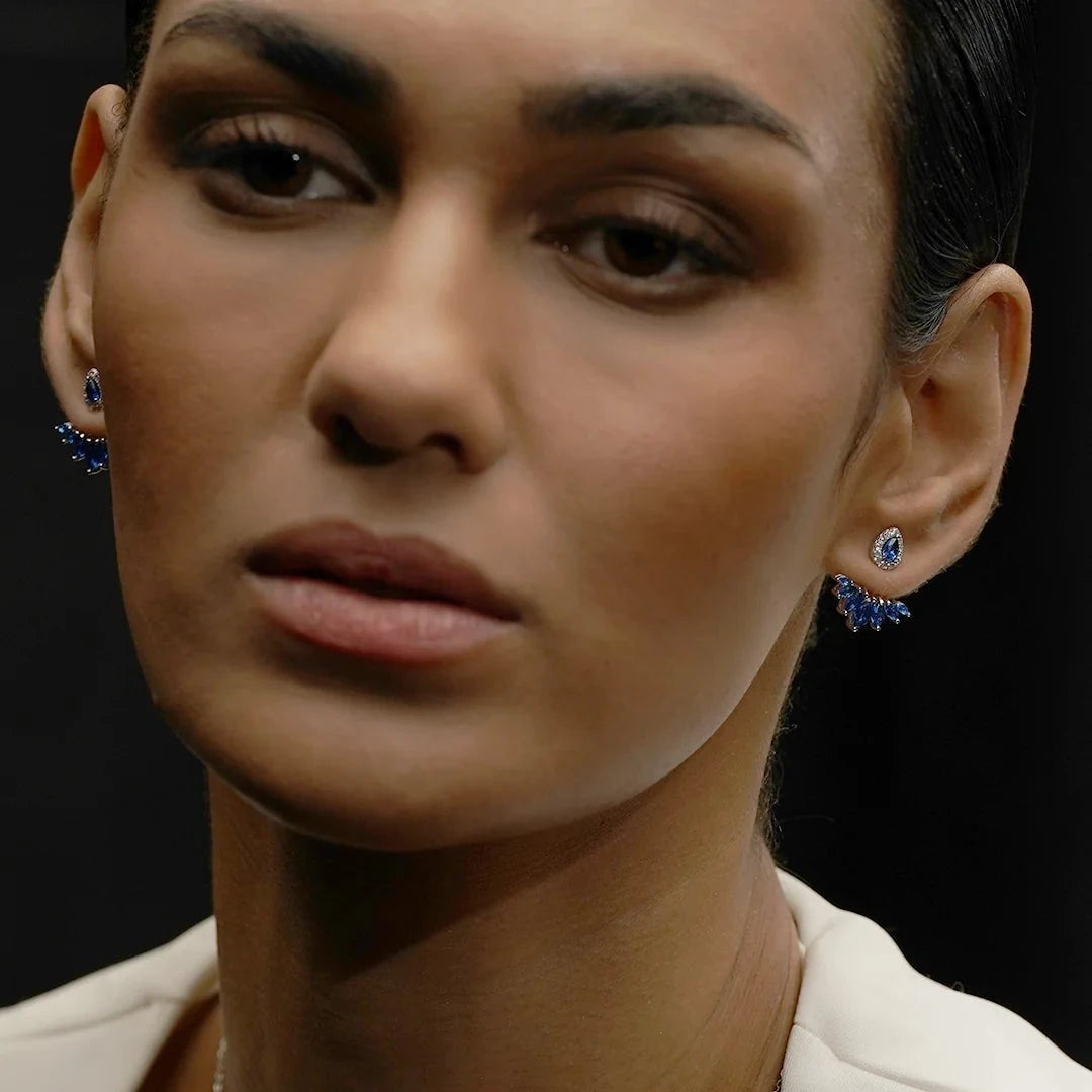 Lily Blue Sapphire Ear Jacket - ARTSY SILVER