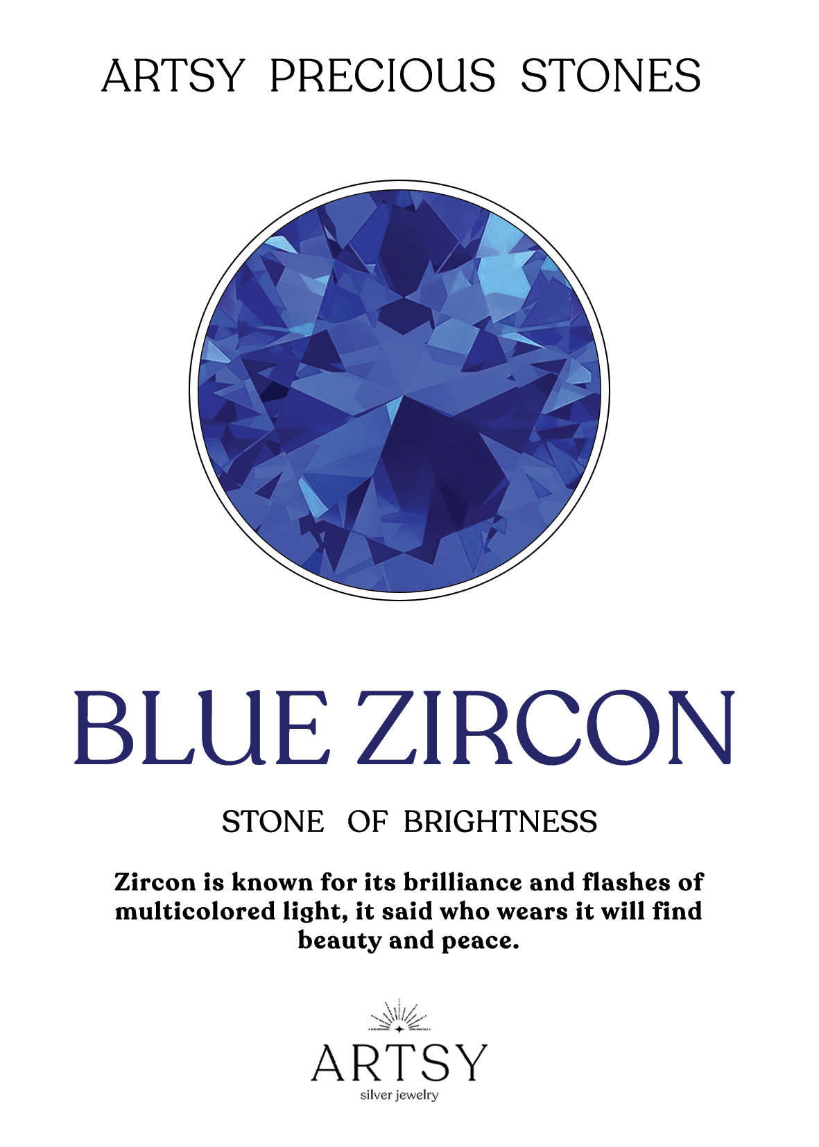 Blue Zircon Stone Pole Star Necklace