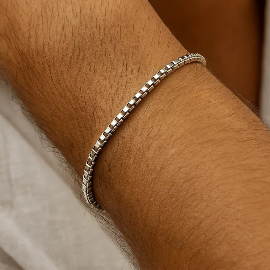 Box Silver Men Bracelet - ARTSY SILVER