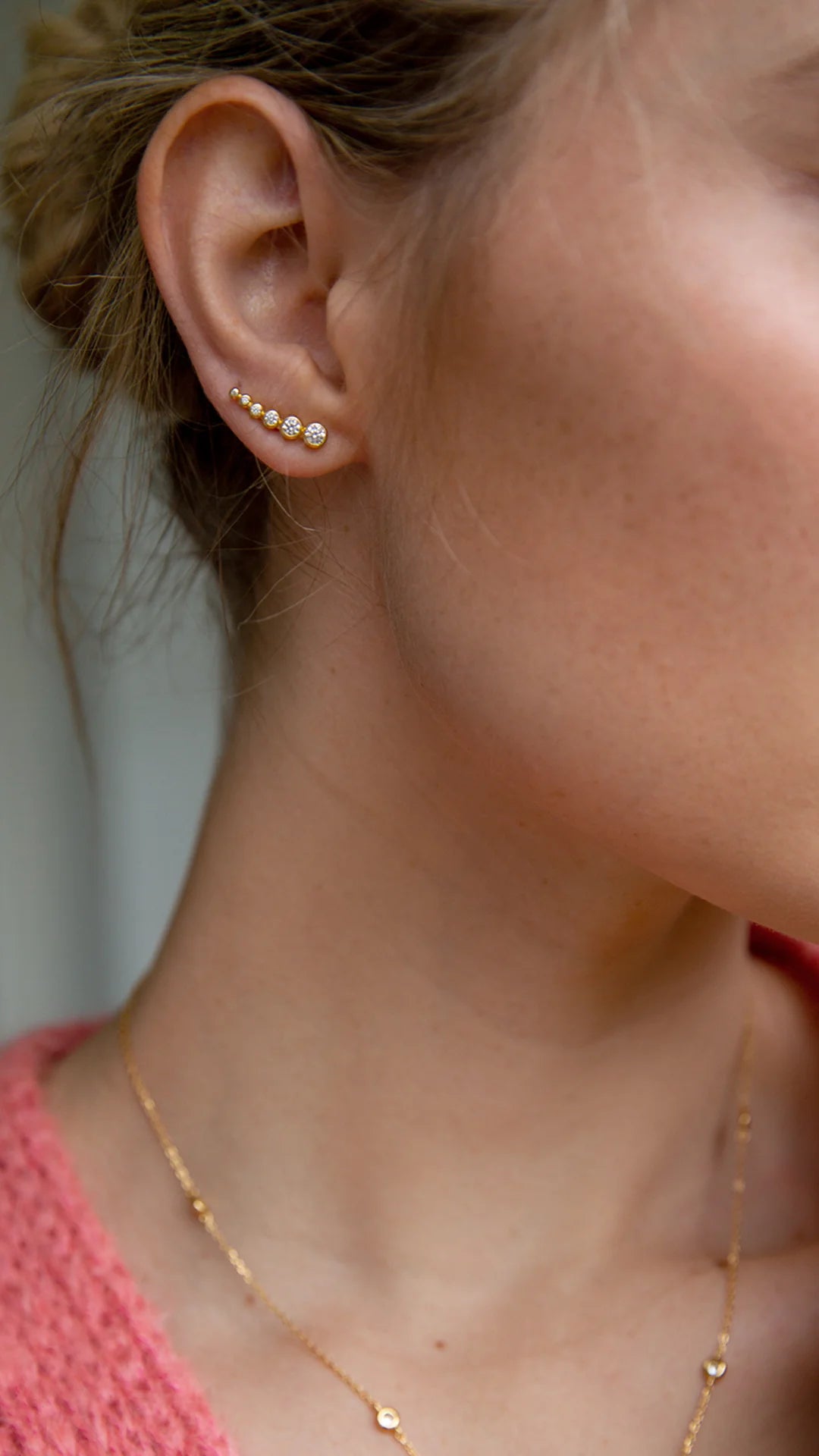 Bubble Zircon Ear Climber - ARTSY SILVER