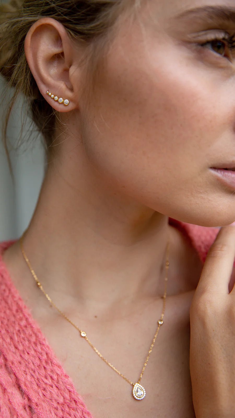 Bubble Zircon Ear Climber - ARTSY SILVER