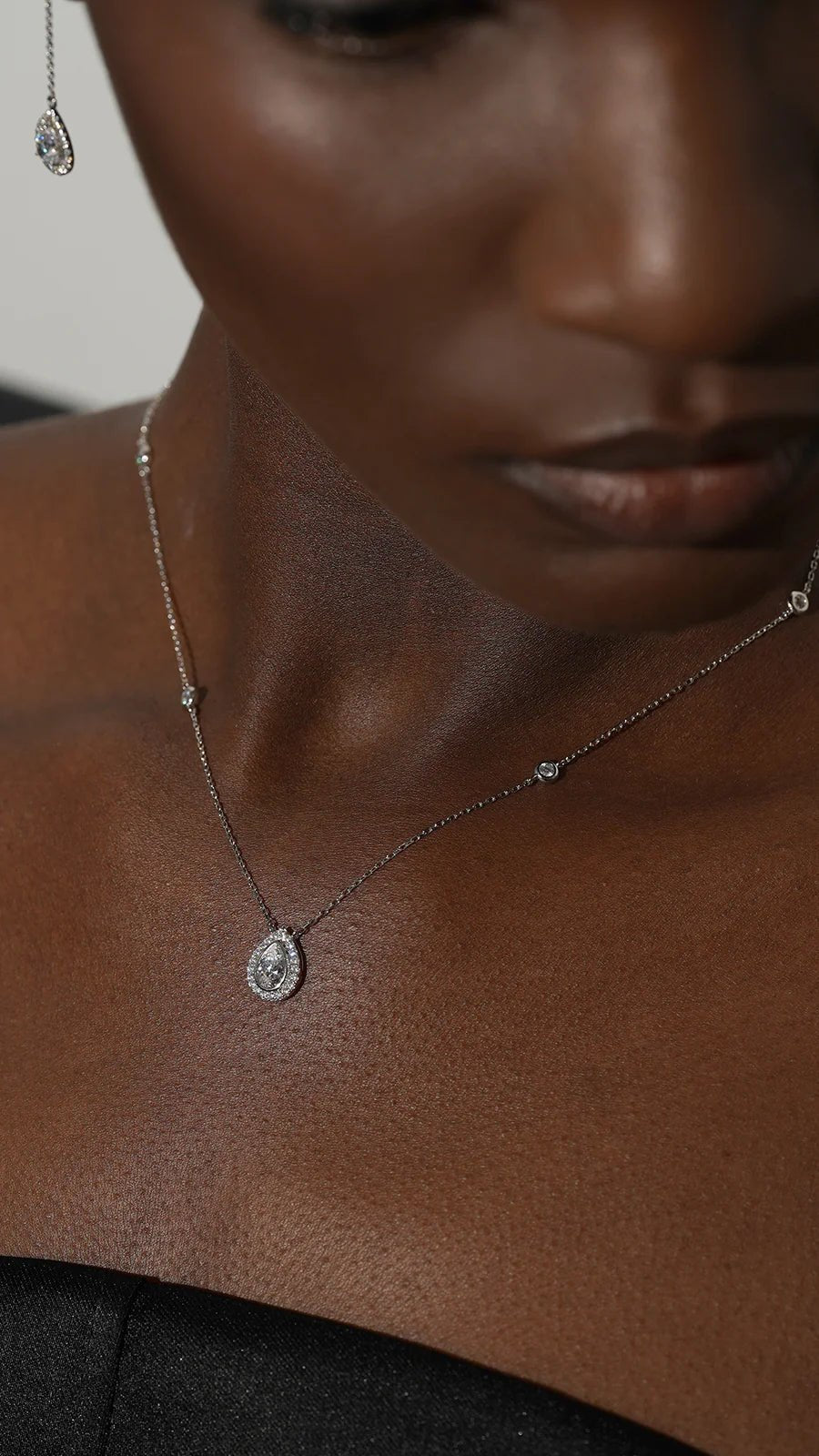 Swan Lake Pear Silver Necklace - ARTSY SILVER