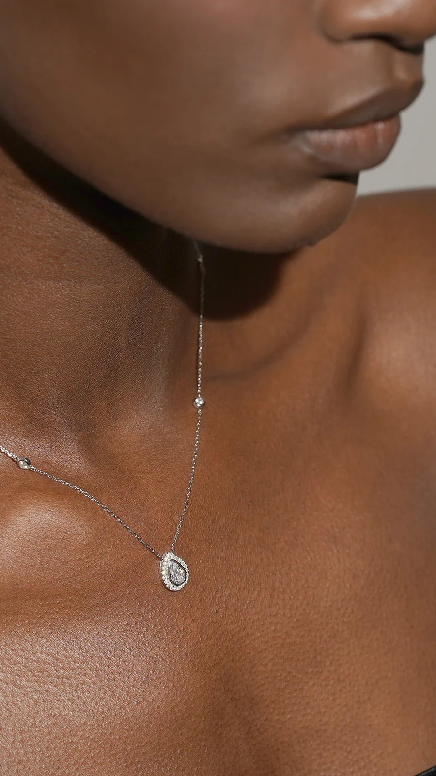 Swan Lake Pear Silver Necklace - ARTSY SILVER