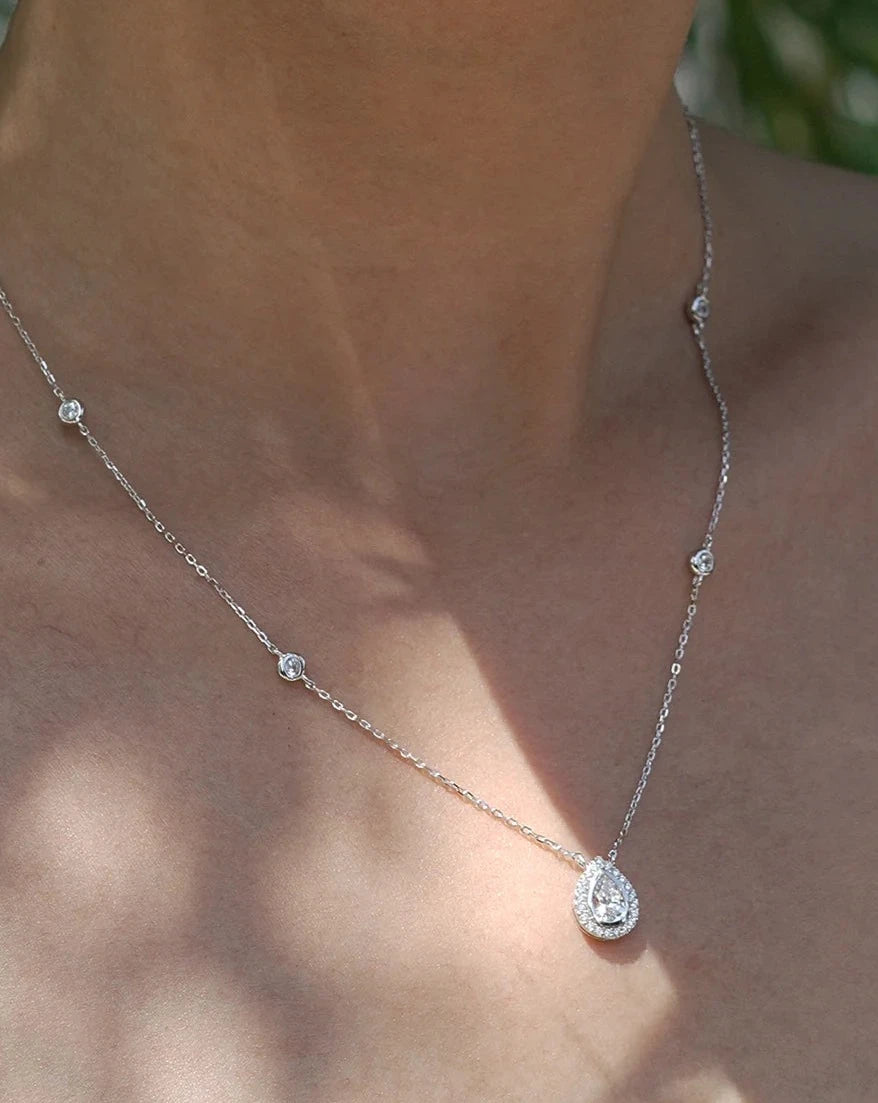 Swan Lake Pear Silver Necklace - ARTSY SILVER