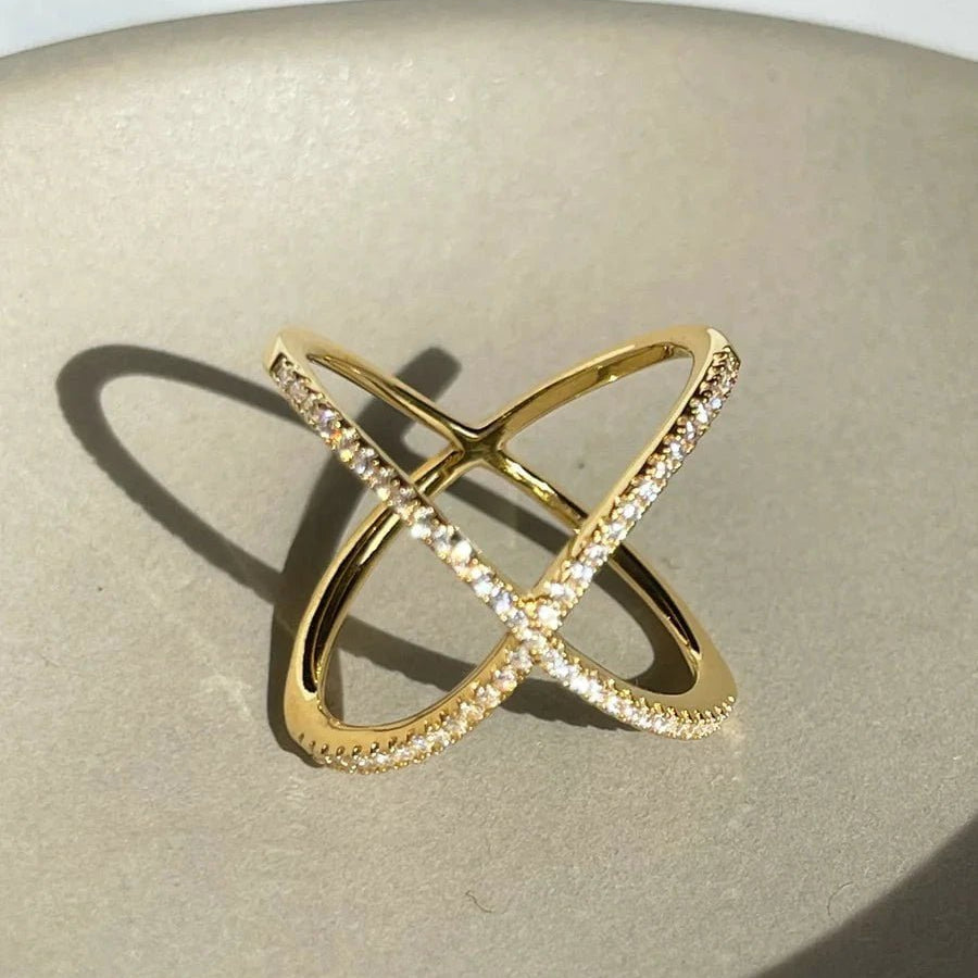 Anna Bavlova Zircon Gold Plated Ring - ARTSY SILVER