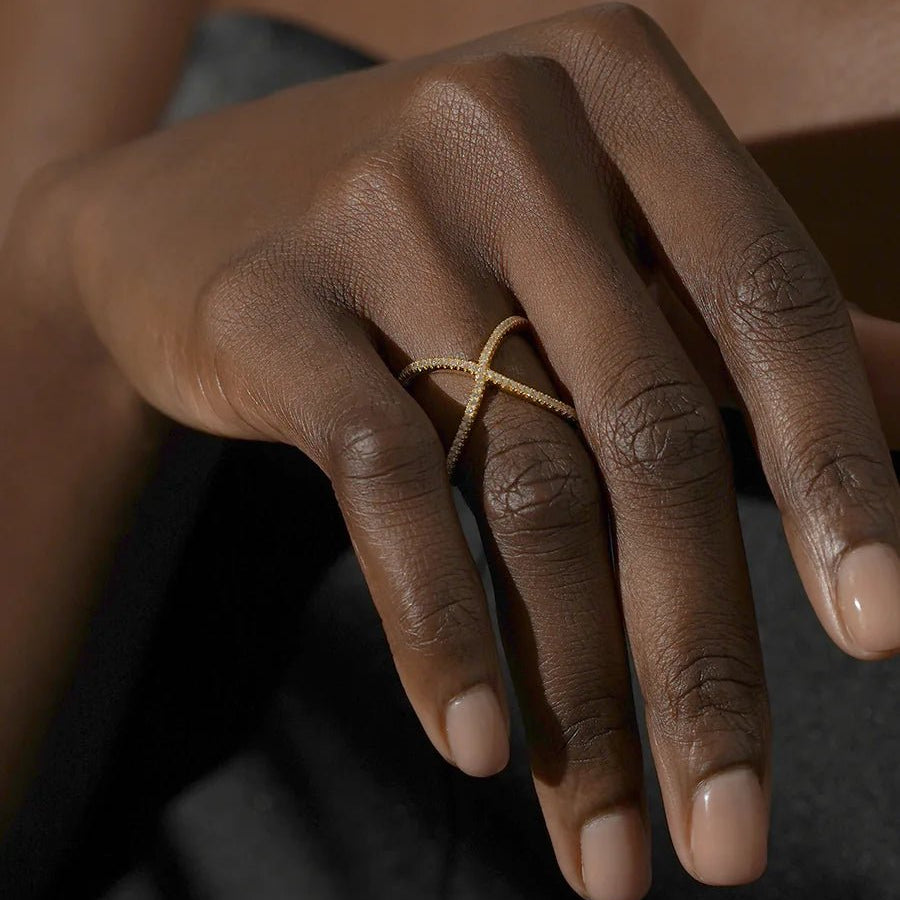 Anna Bavlova Zircon Gold Plated Ring - ARTSY SILVER