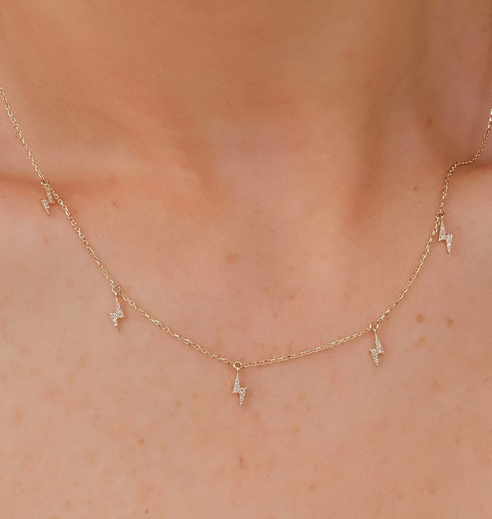 Dangly Lightning Bolt Charms Necklace - ARTSY SILVER