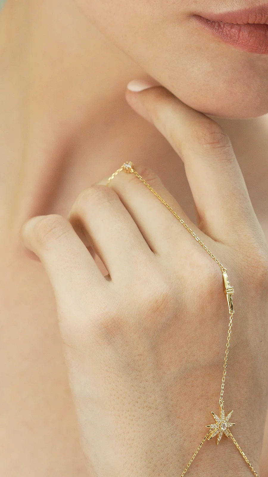 Dazzle Diva Gold Plated Hand Bracelet - ARTSY SILVER
