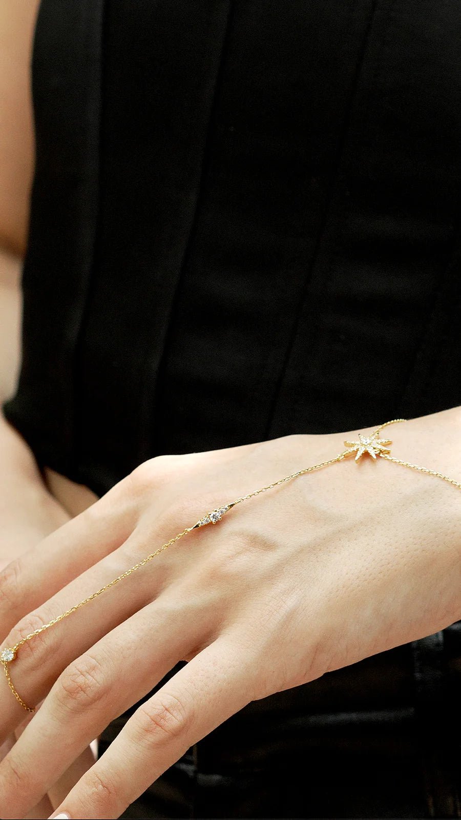 Dazzle Diva Gold Plated Hand Bracelet - ARTSY SILVER