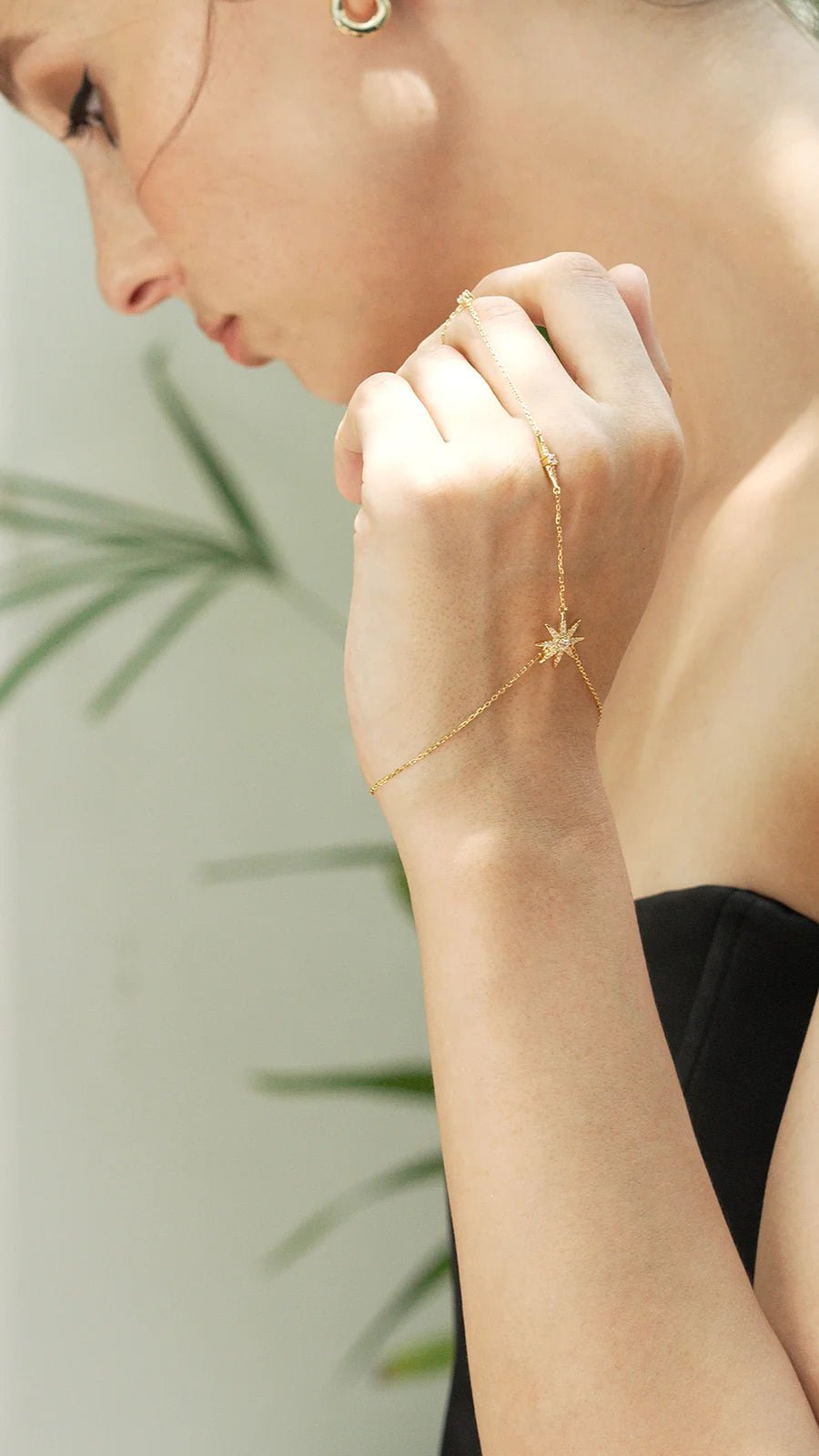 Dazzle Diva Gold Plated Hand Bracelet - ARTSY SILVER