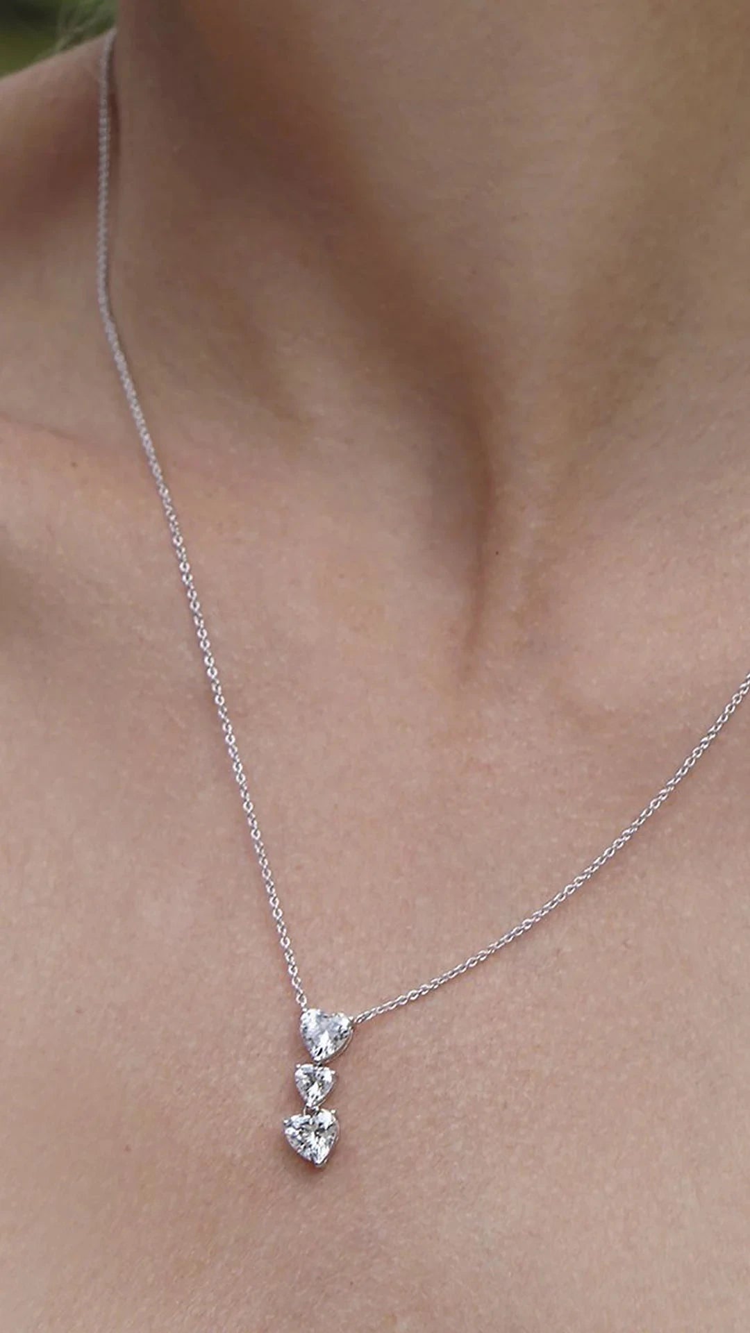 Deeply In Love Heart Zircon Necklace - ARTSY SILVER