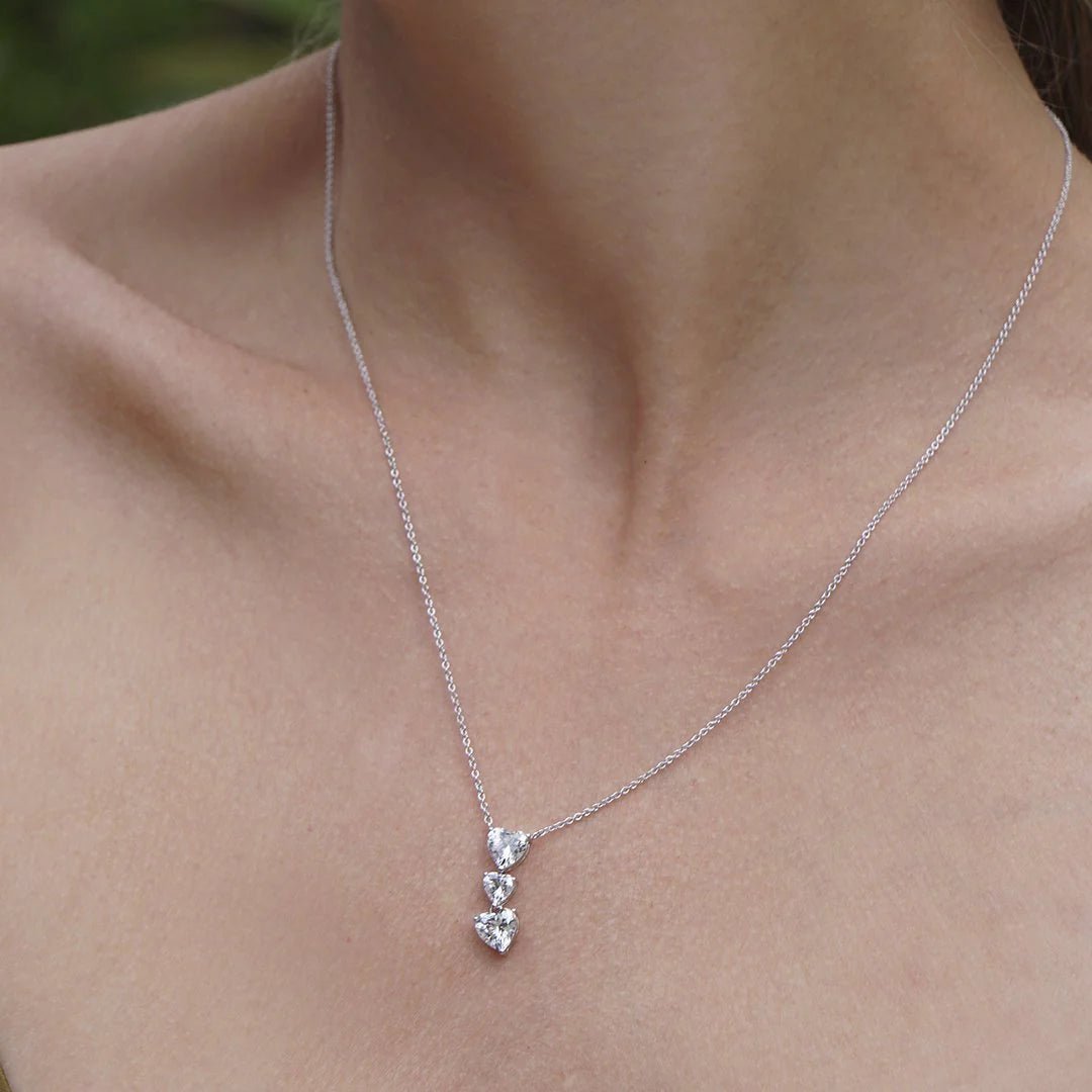Deeply In Love Heart Zircon Necklace - ARTSY SILVER