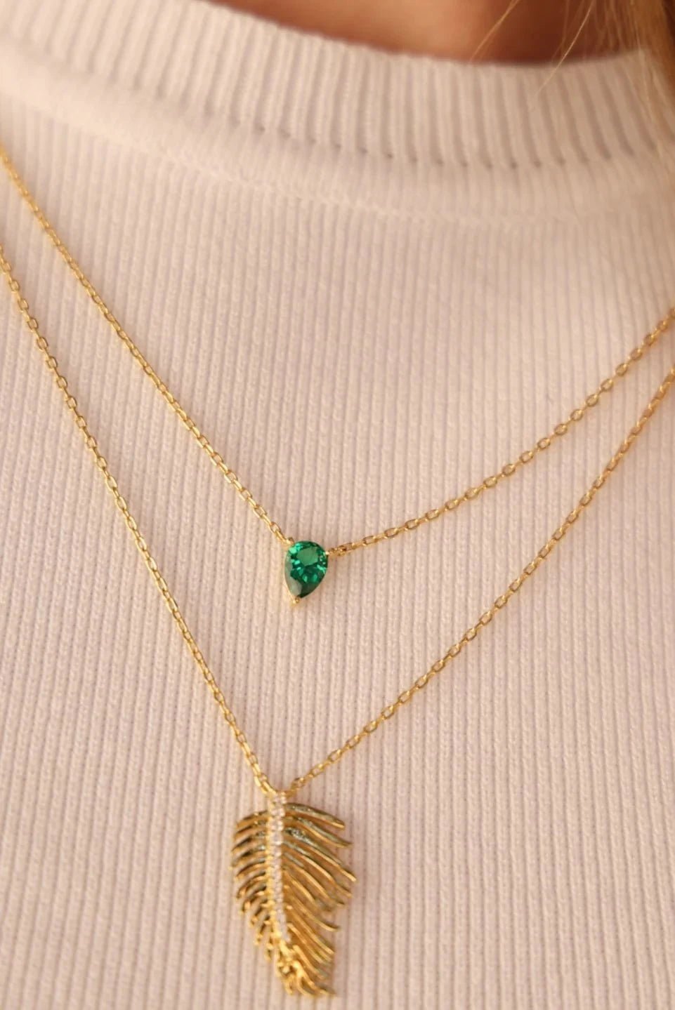 Bali Emerald Stone Necklace - ARTSY SILVER