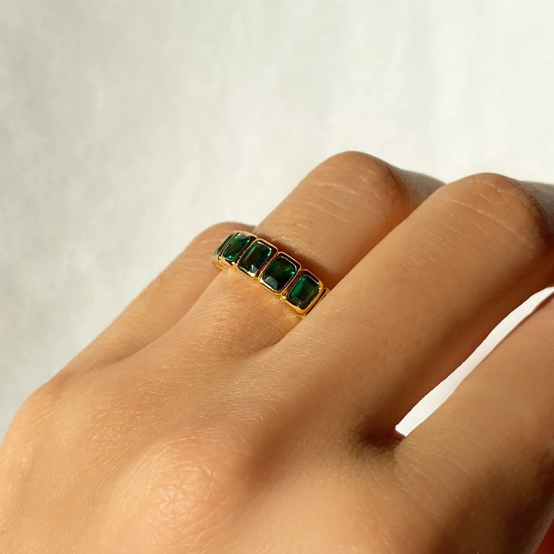 Fancy Emerald Stones Ring - ARTSY SILVER