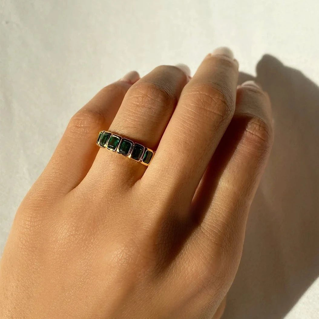 Fancy Emerald Stones Ring - ARTSY SILVER