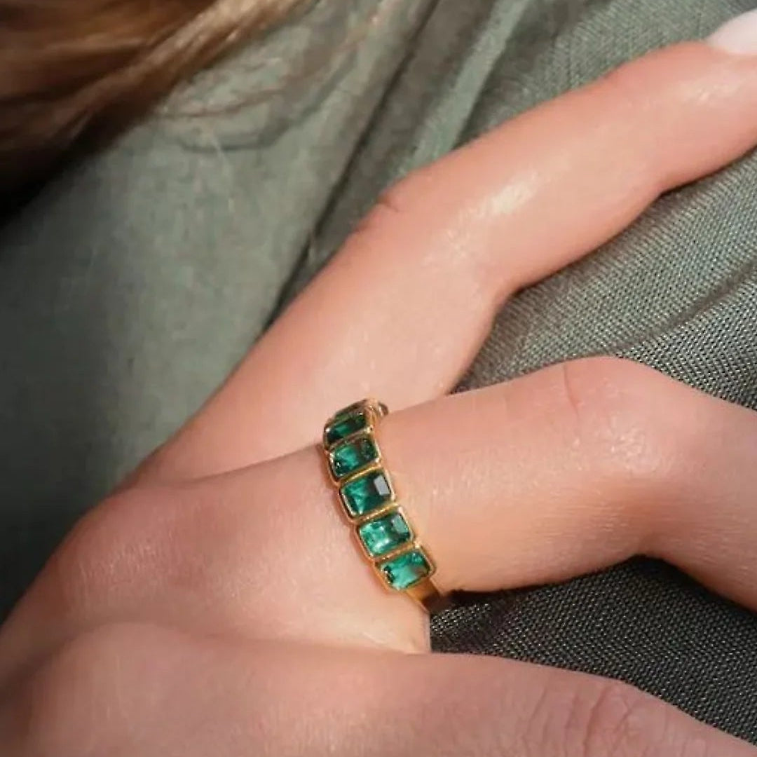 Fancy Emerald Stones Ring - ARTSY SILVER