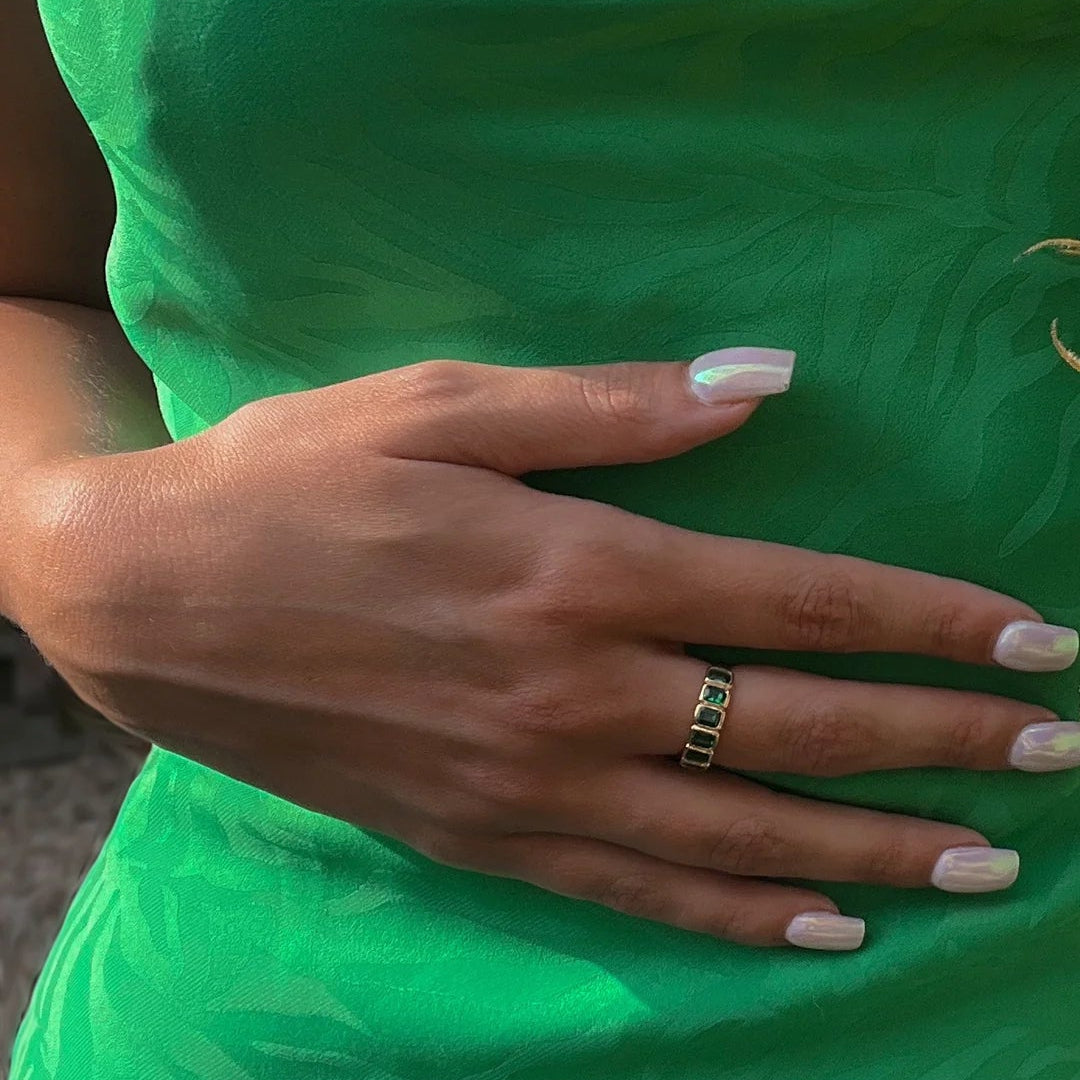 Fancy Emerald Stones Ring - ARTSY SILVER
