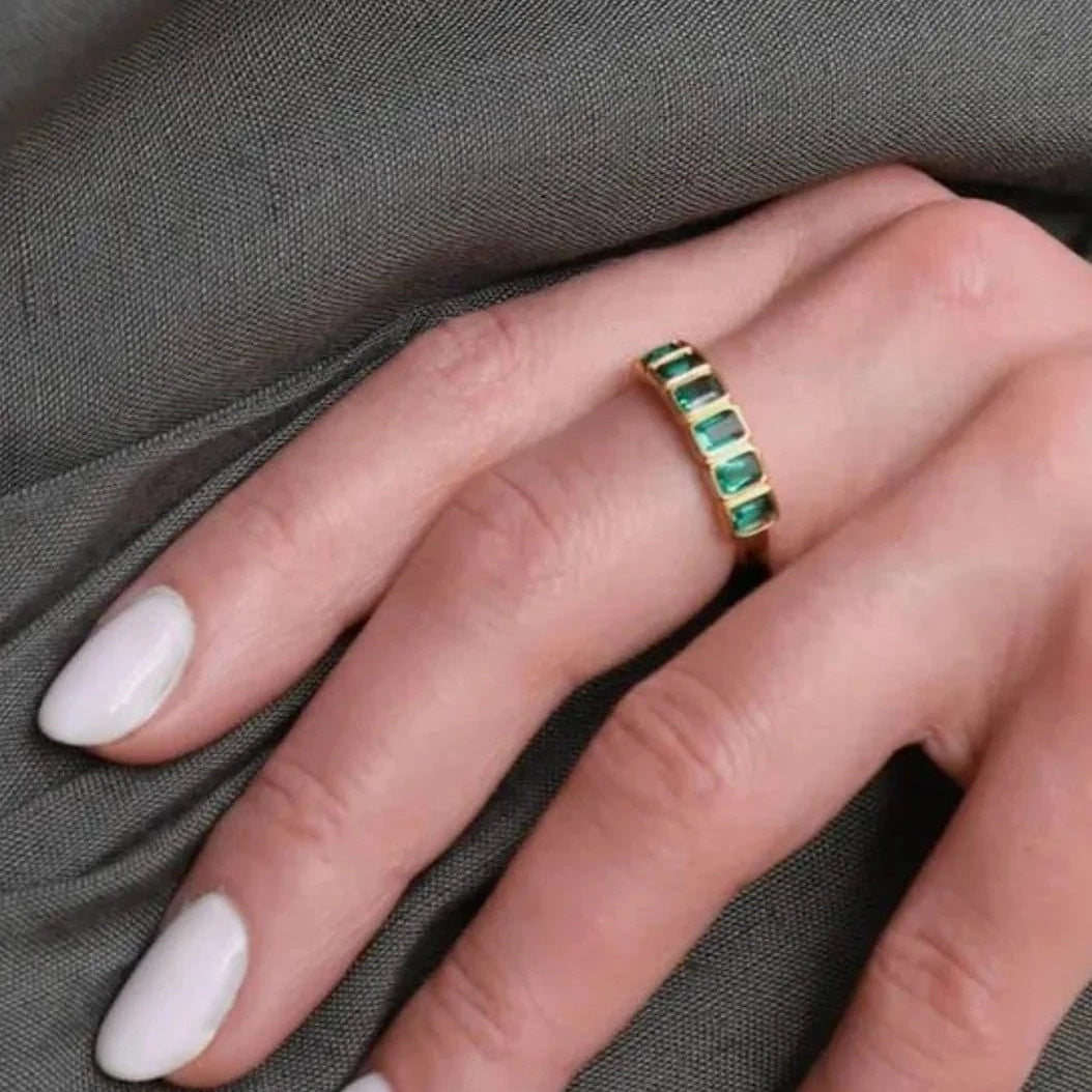 Fancy Emerald Stones Ring - ARTSY SILVER