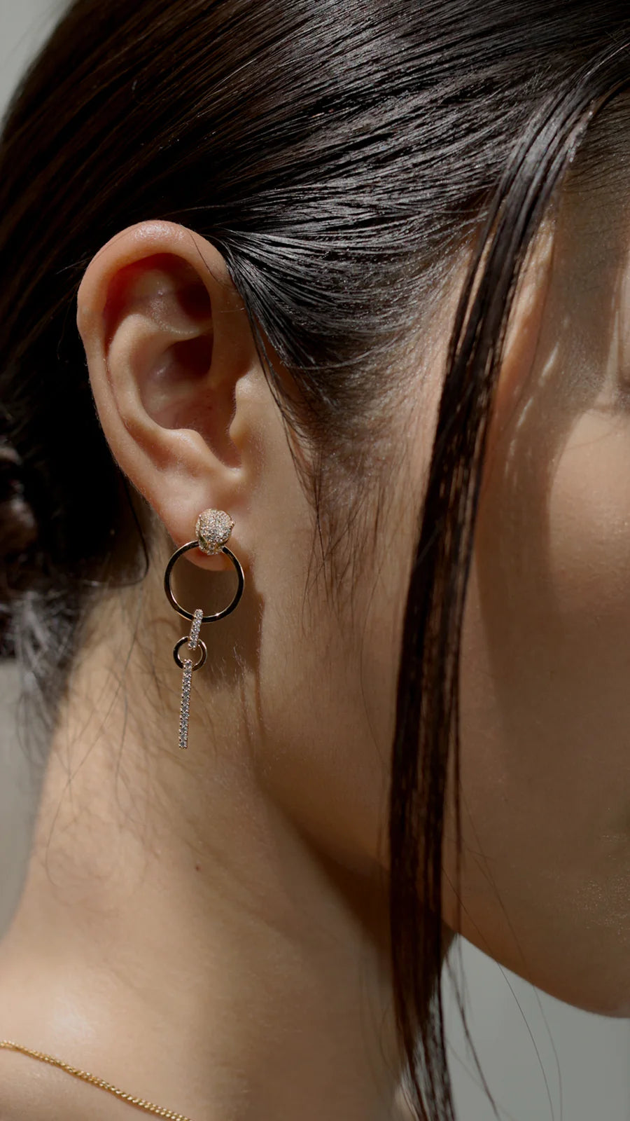 Gold Circle Dangle Tiger Earrings