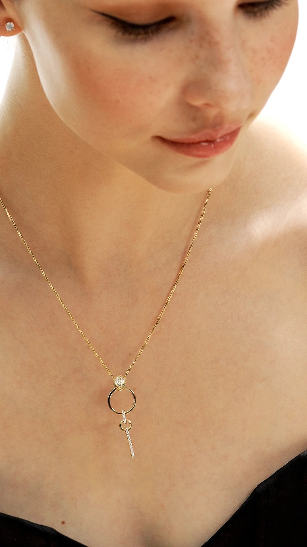 Gold Circle Dangle Tiger Necklace - ARTSY SILVER