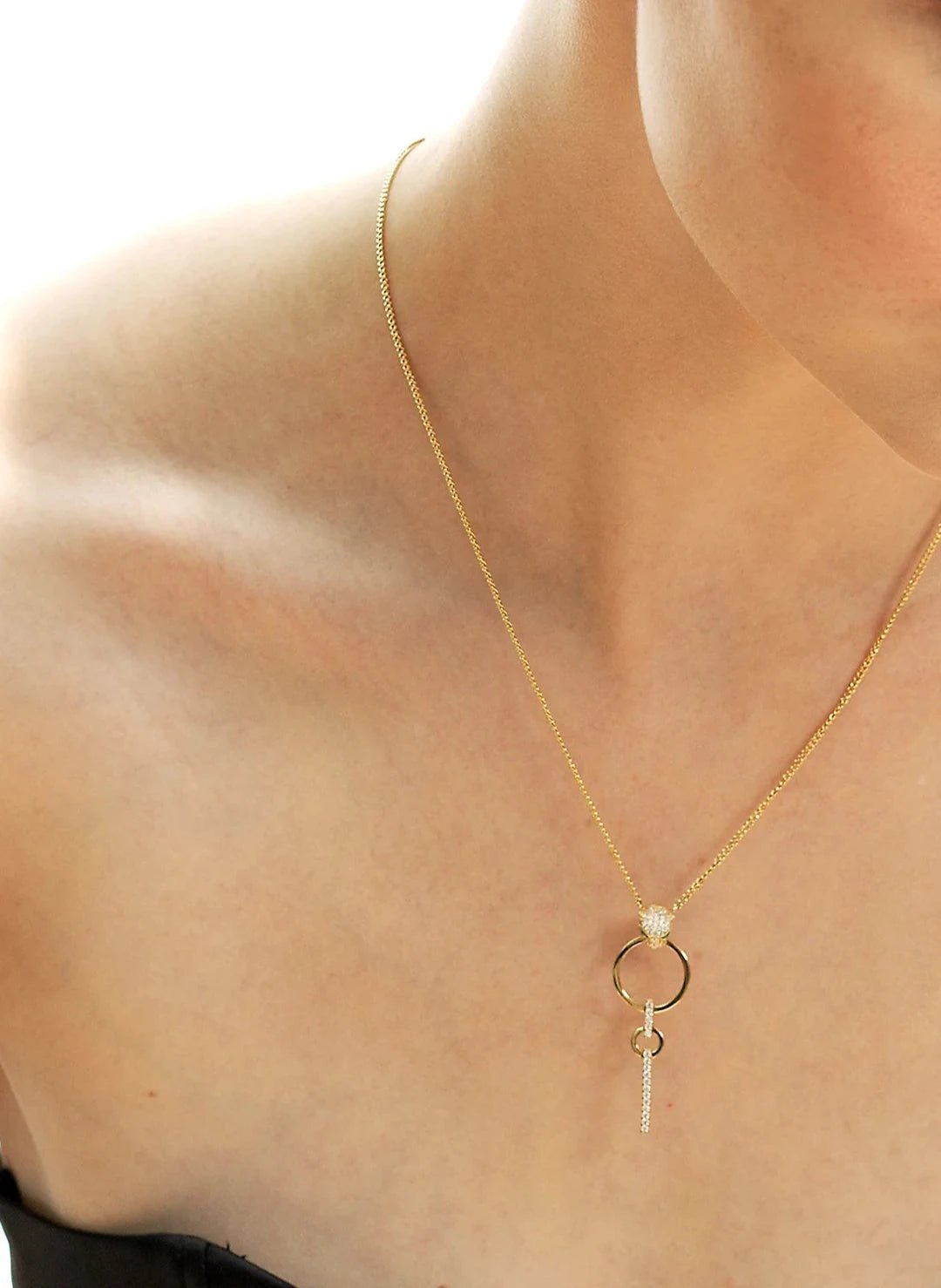 Gold Circle Dangle Tiger Necklace - ARTSY SILVER