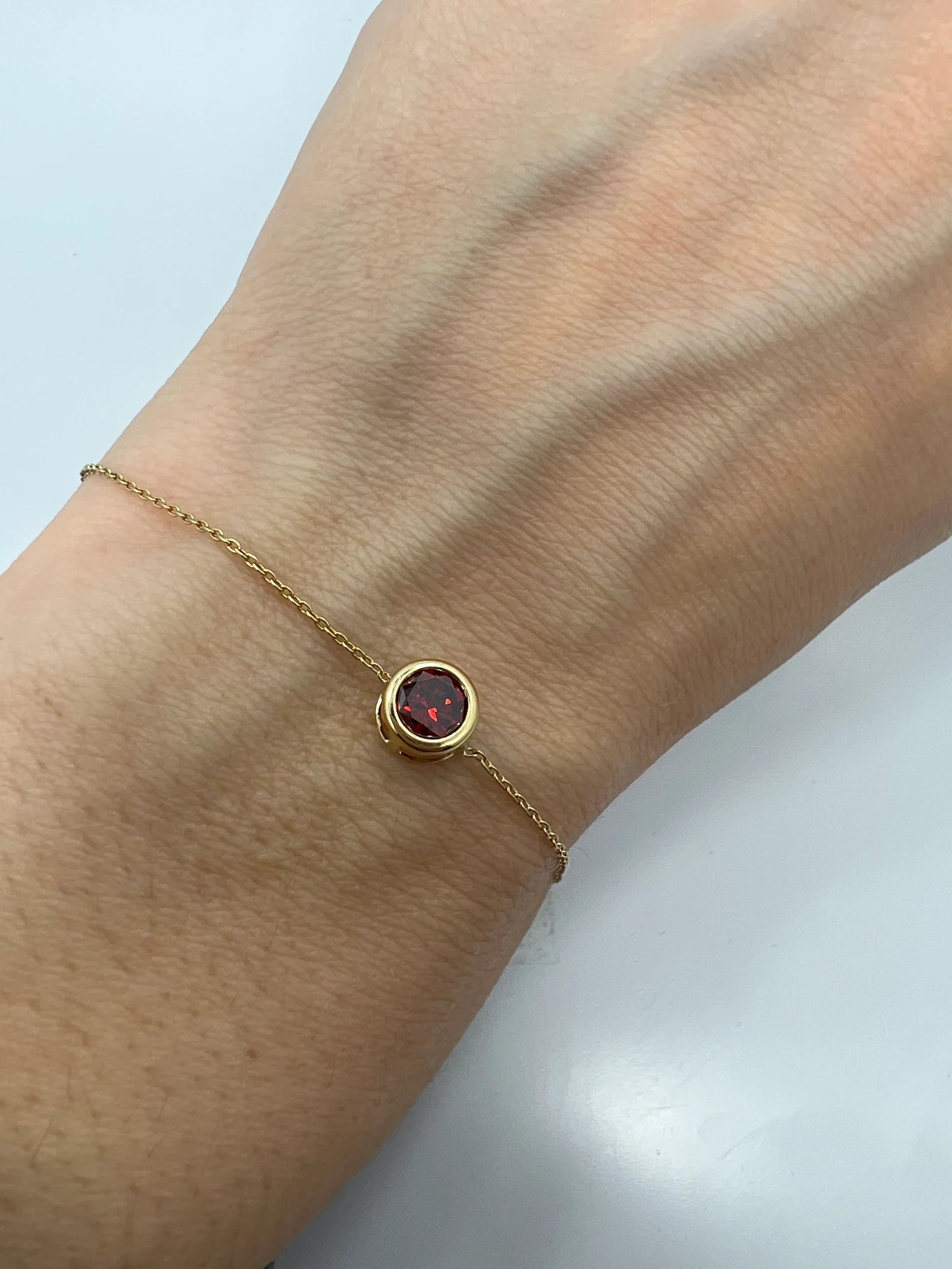 Red Zircon Stone Bracelet - ARTSY SILVER