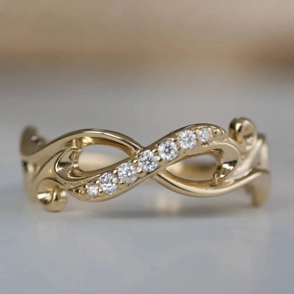 Silver gold-plated infinity ring with zircon accents- ARTSY SILVER