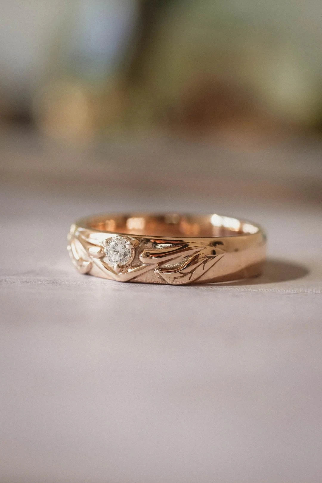 Leaf Design Band - ARTSY SILVER