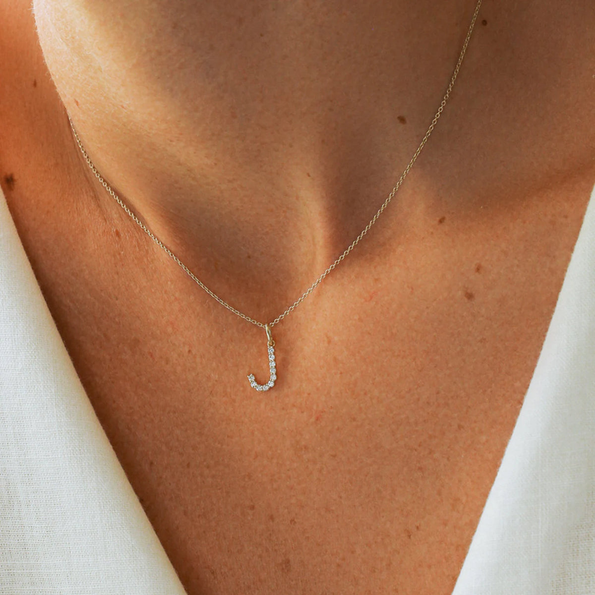 Artsy Letters Necklaces Silver with 18K Gold Plating White Zircon I ARTSY SILVER
