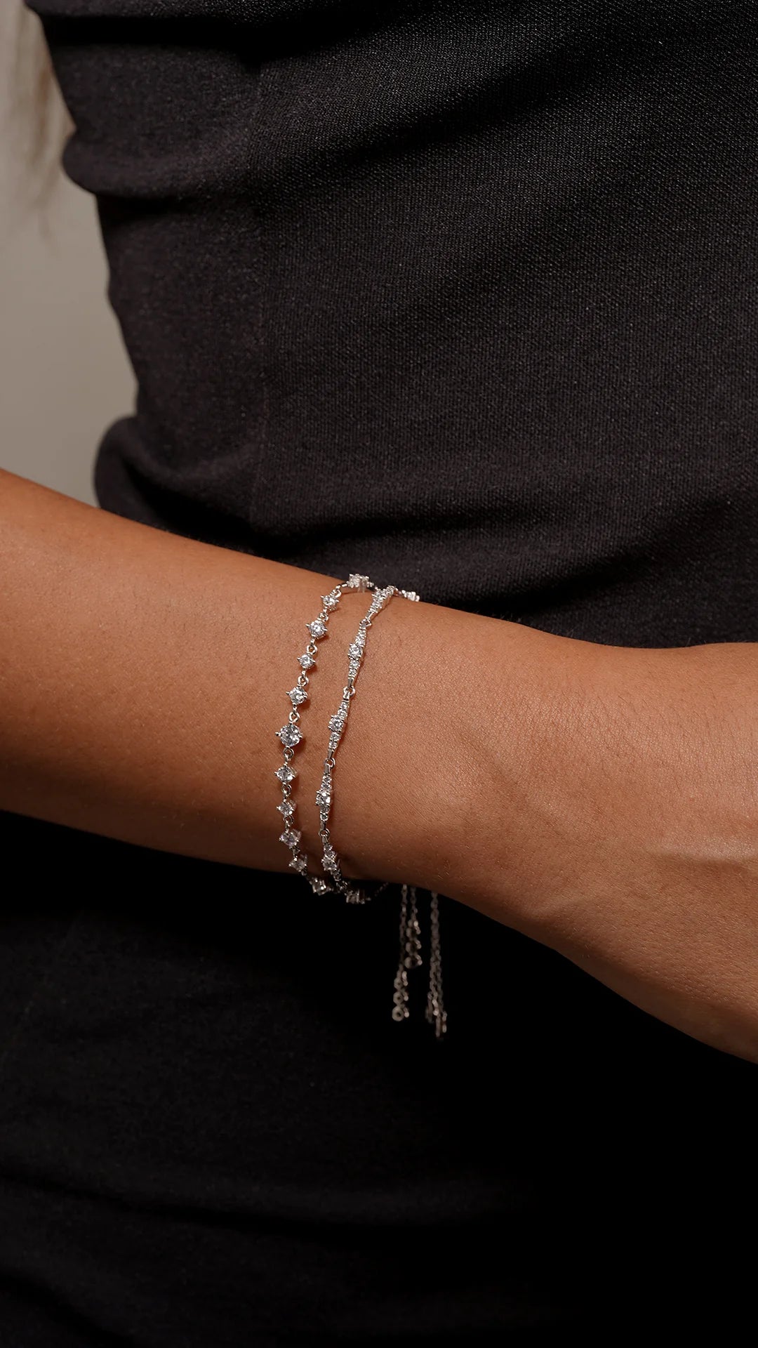 Twinkled Zircon Adjustable Bracelet - ARTSY SILVER