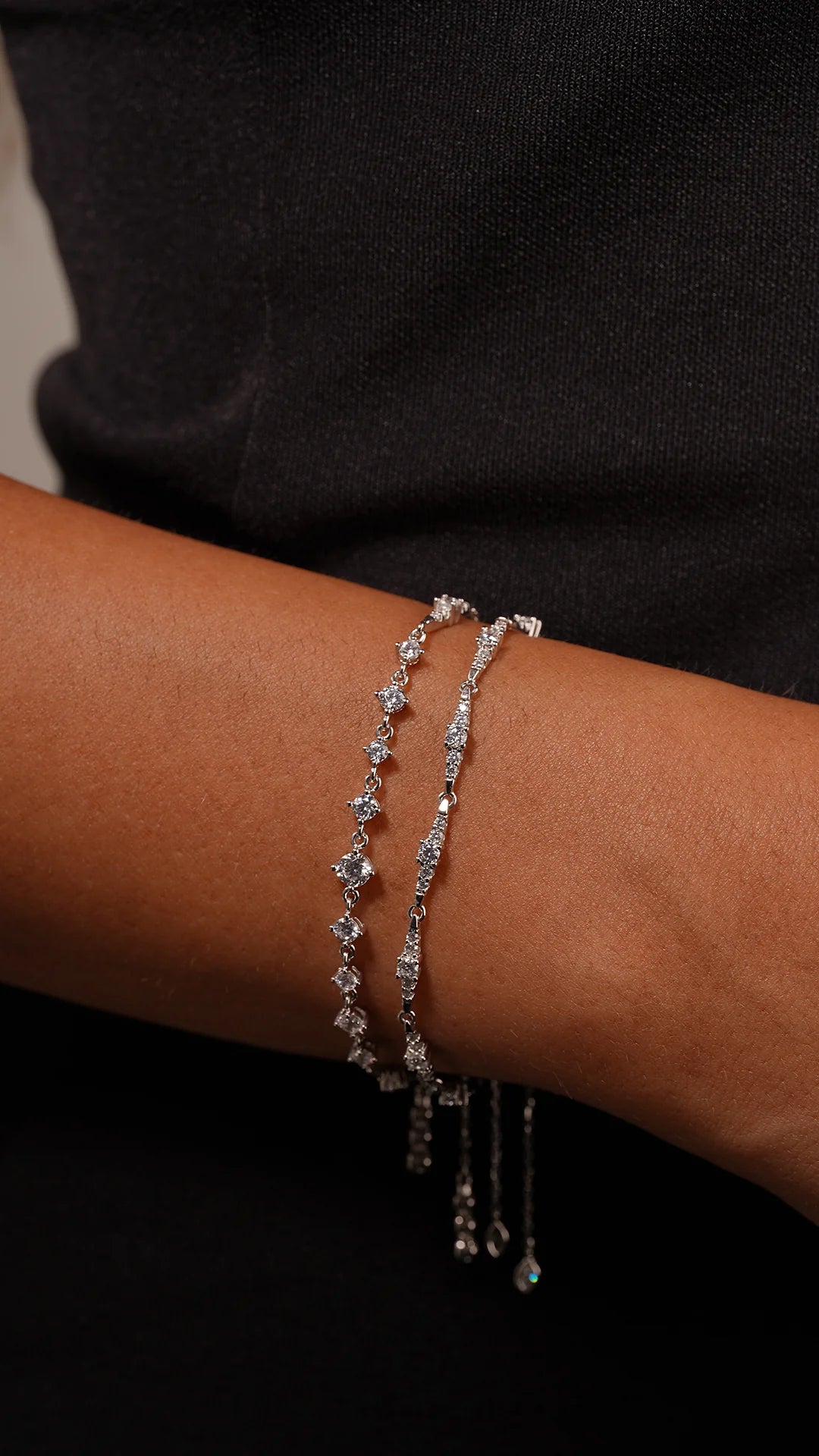 Twinkled Zircon Adjustable Bracelet - ARTSY SILVER
