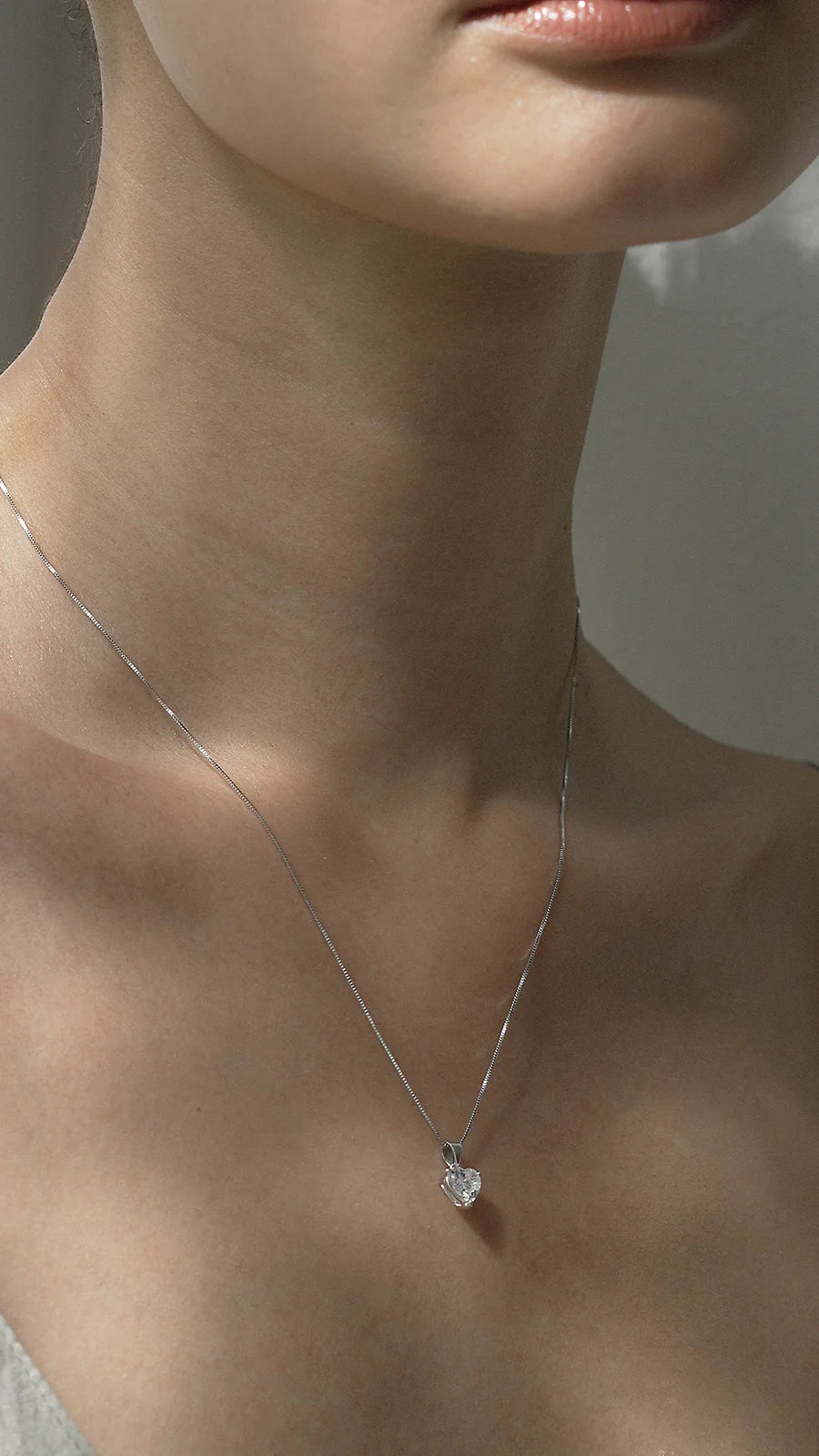 Love Silver Zircon Necklace