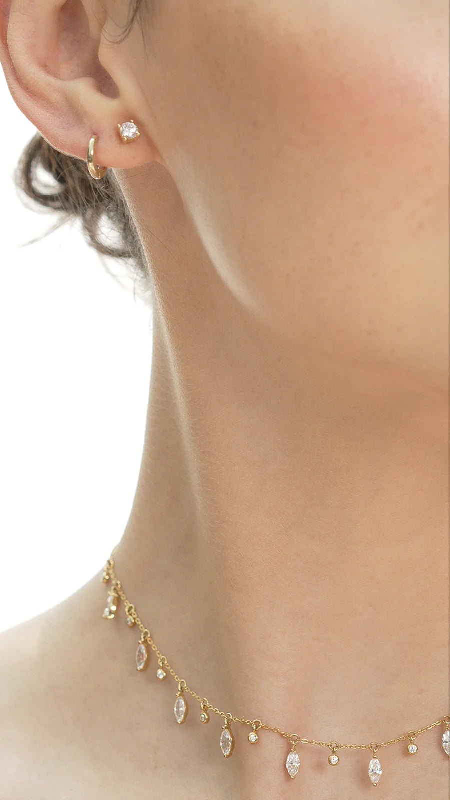 Marquise And Round Stones Adjustable Necklace - ARTSY SILVER
