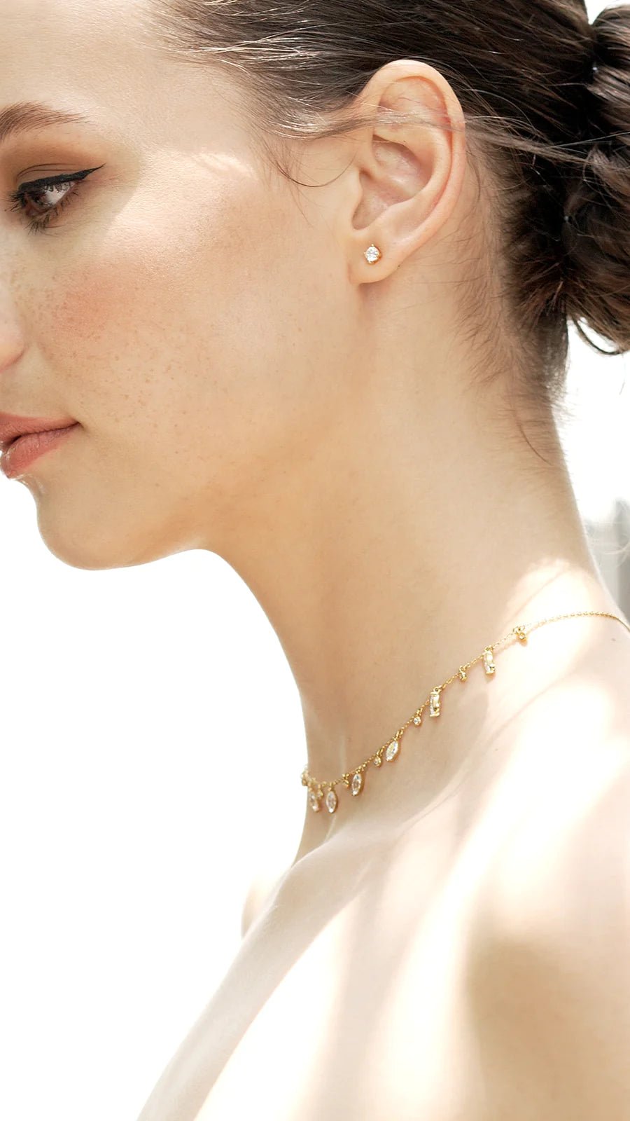 Marquise And Round Stones Adjustable Necklace - ARTSY SILVER