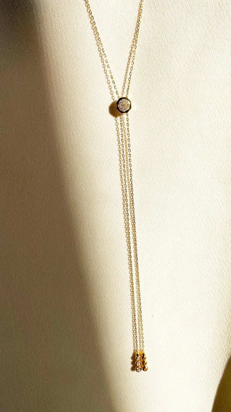 Marquise And Round Stones Adjustable Necklace - ARTSY SILVER