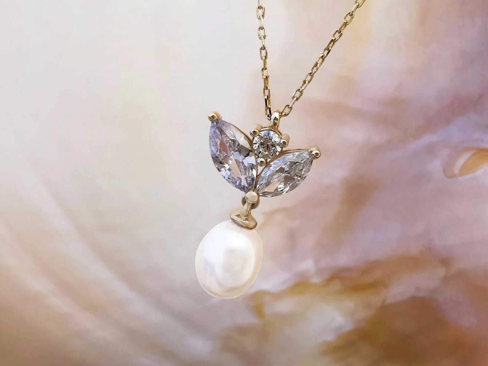 Marquise Pearl Necklace - ARTSY SILVER